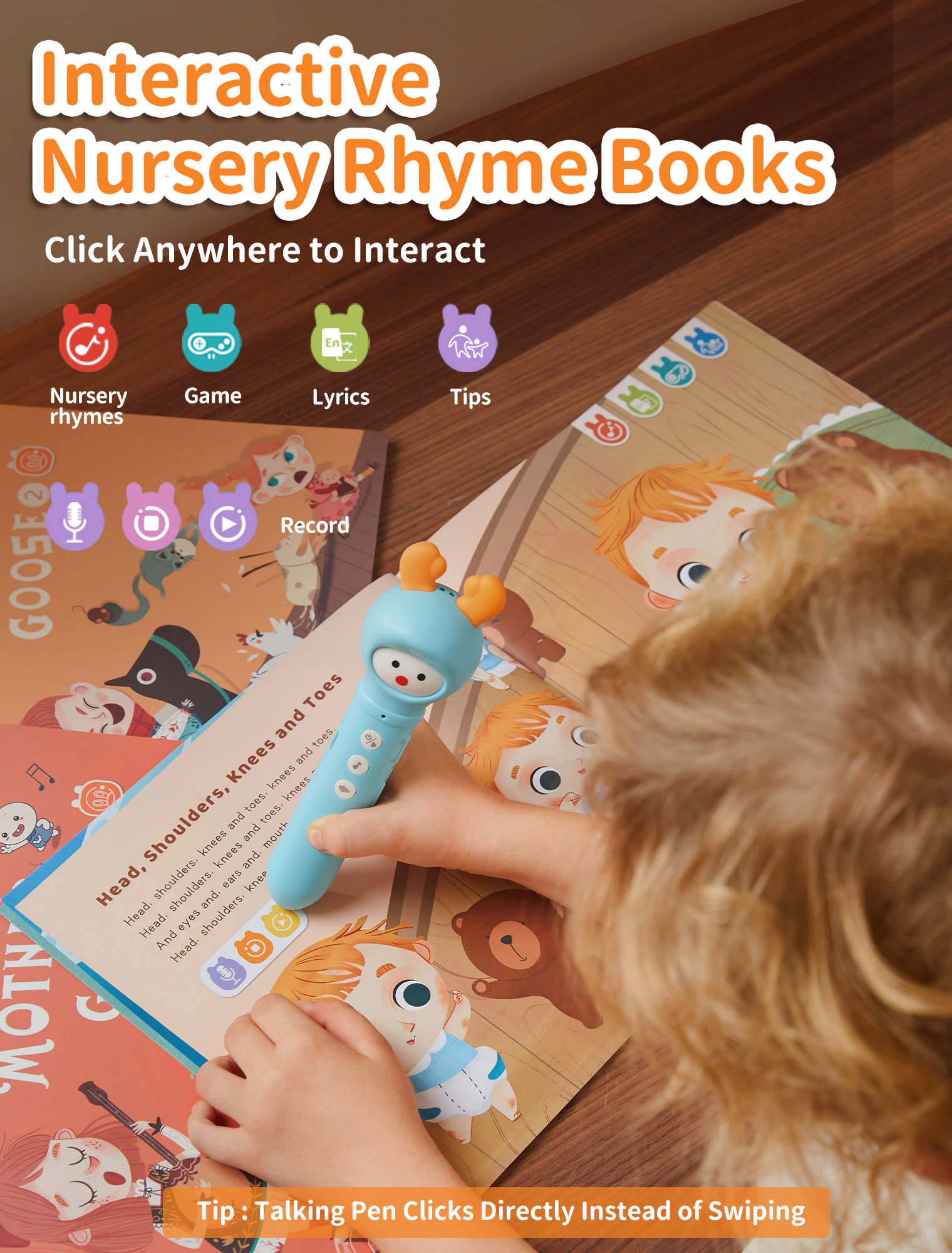 Alilo Interactive Reading Pen Set with 100 Flash Cards, 3 Talking Books, Music & Stories