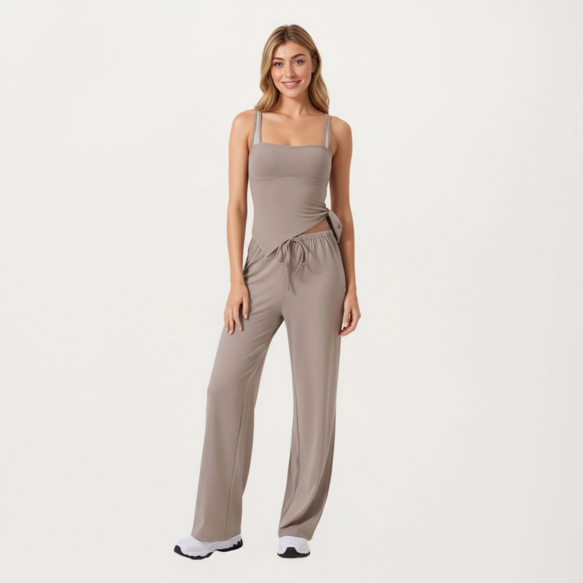Anna-Kaci Women's High-Waist Drawstring Wide-Leg Sweatpants with Relaxed Fit