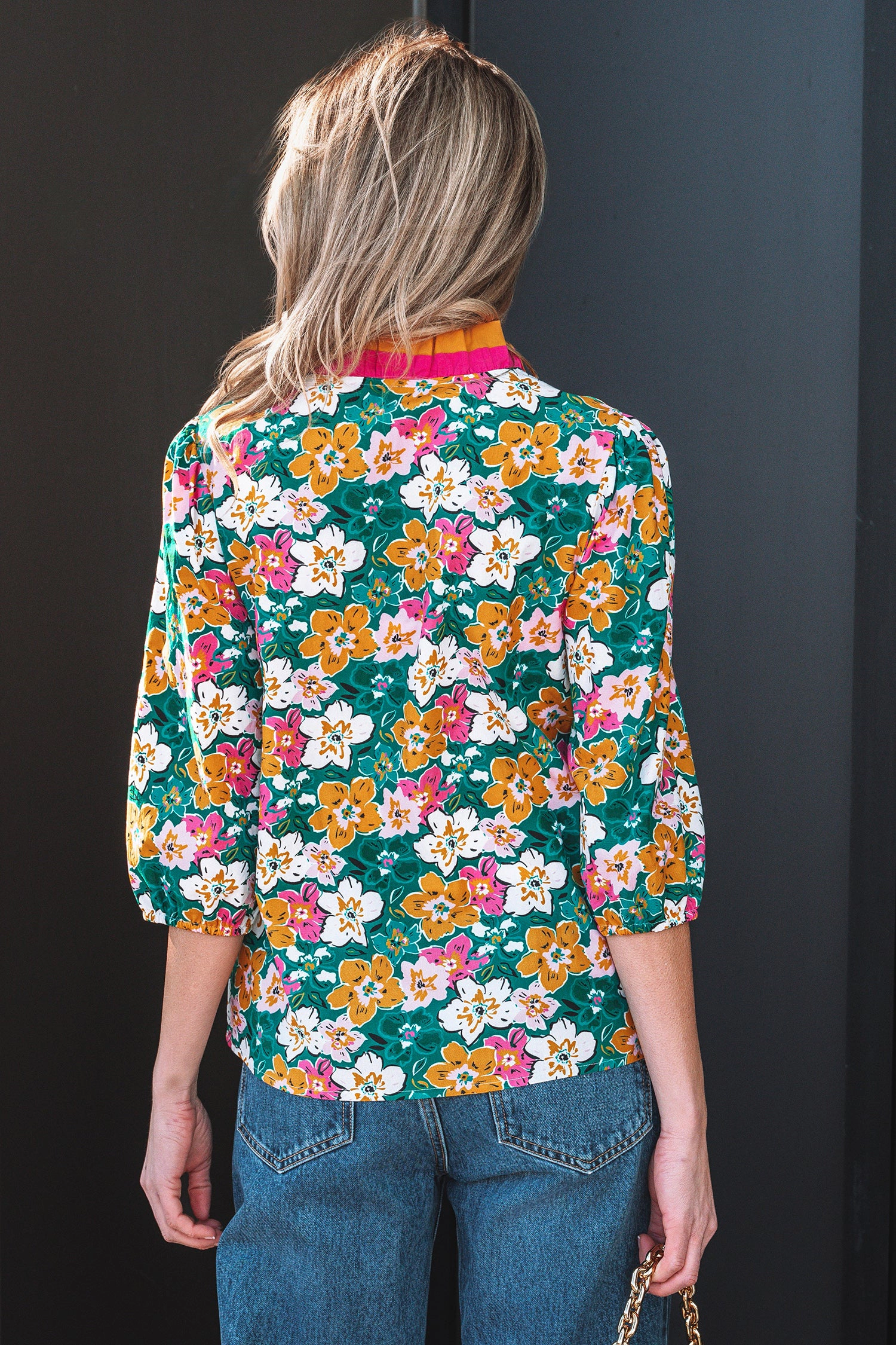 Threaded Pear Women's Meadow 3 4 Sleeve Blouse