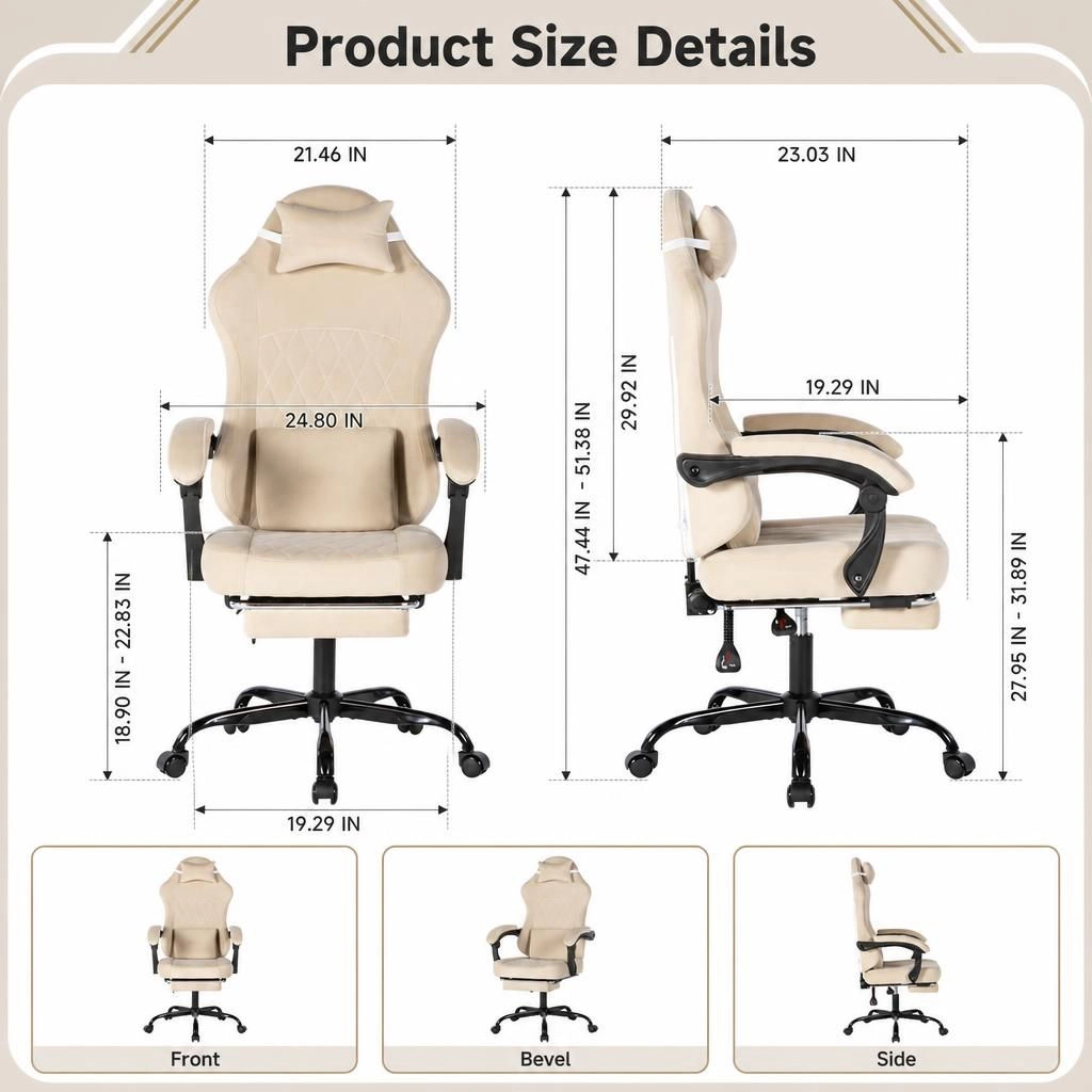 GOODSILO Upholstered Velvet Adjustable Height Task Office Chair