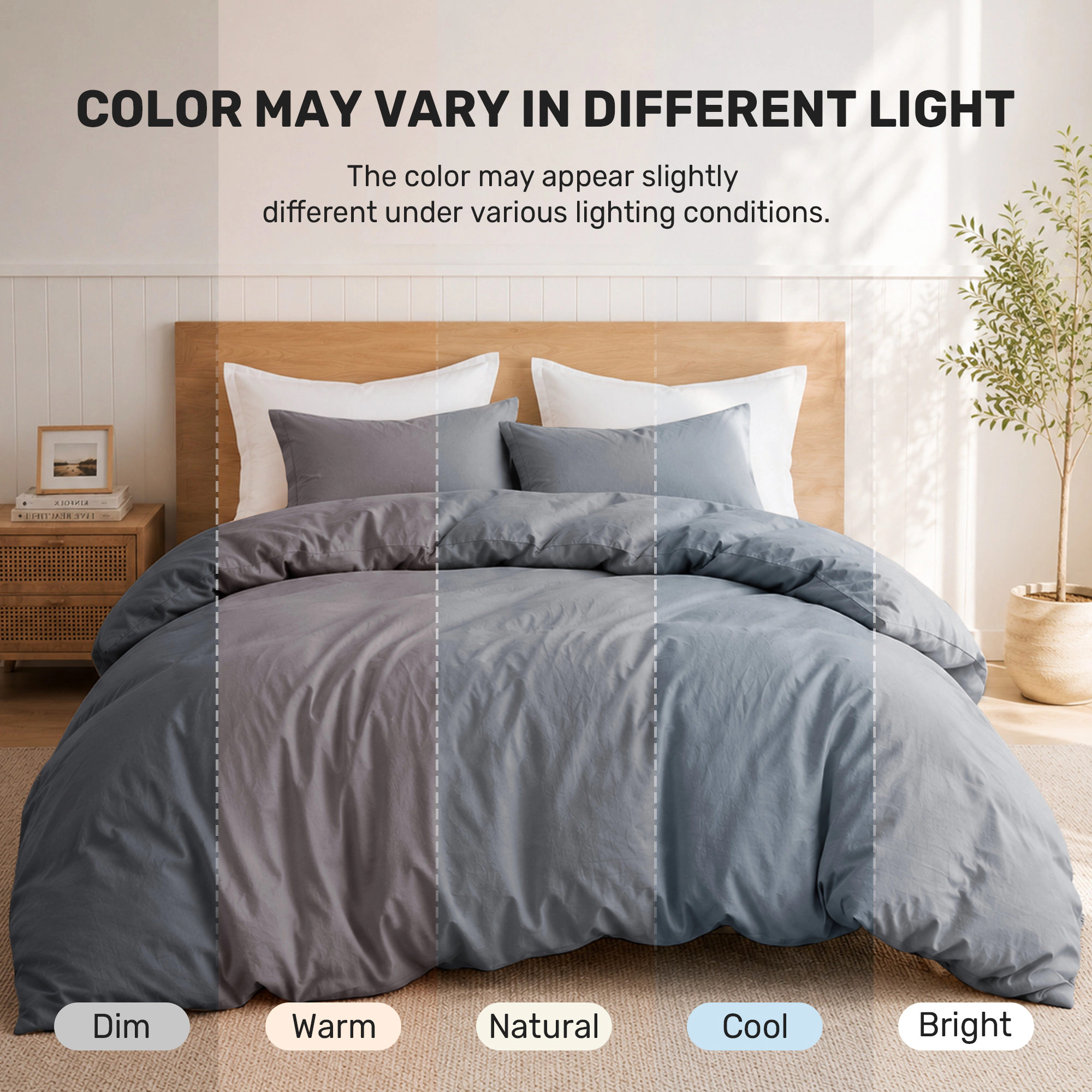 PEACENEST 100% Cotton Duvet Cover Set, Soft Breathable Lightweight Bedding Set