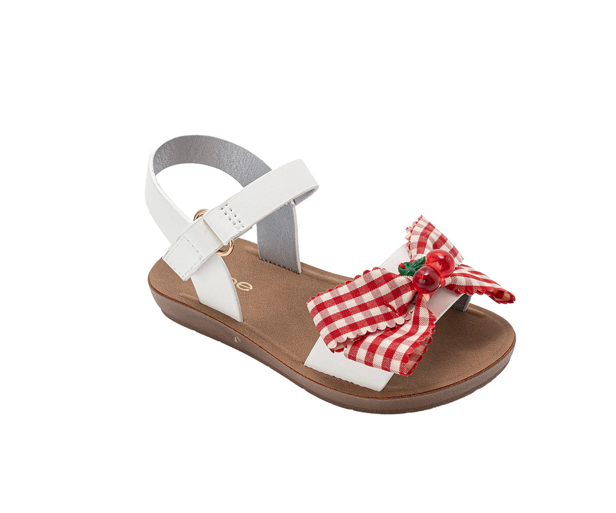 bebe Toddler Girl's Gingham Bow Sandals with Adjustable Ankle Strap