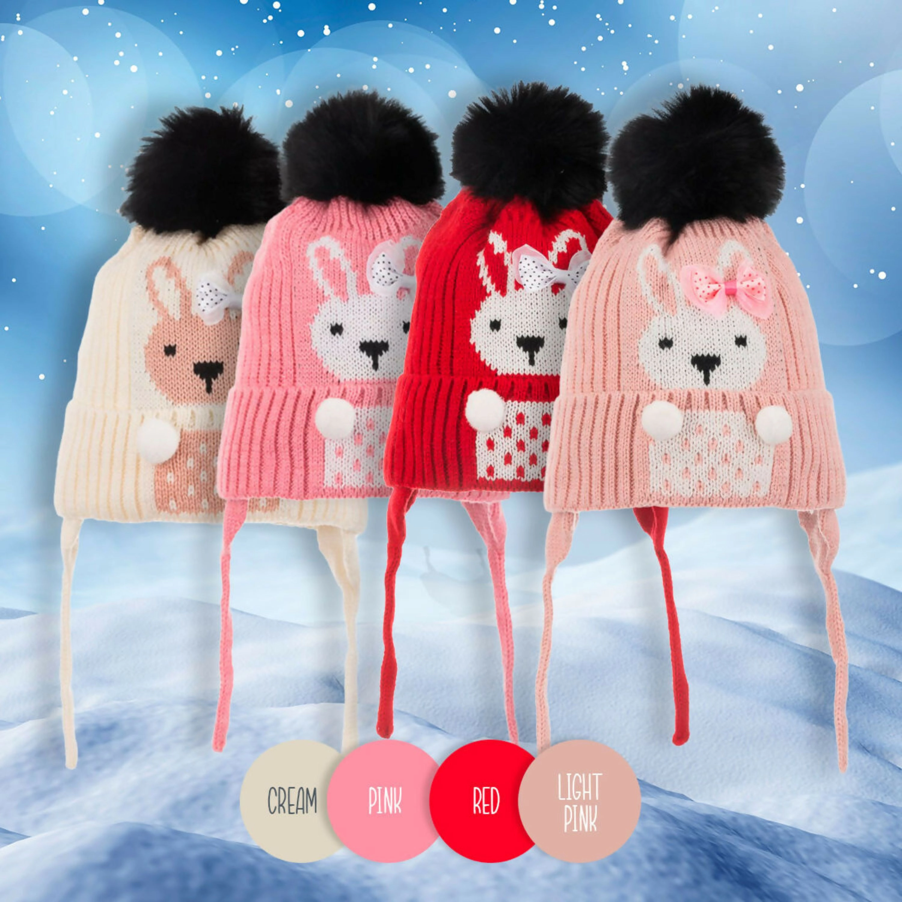 Wear Sierra Infant Girls Knitted Winter Beanie with Earflaps