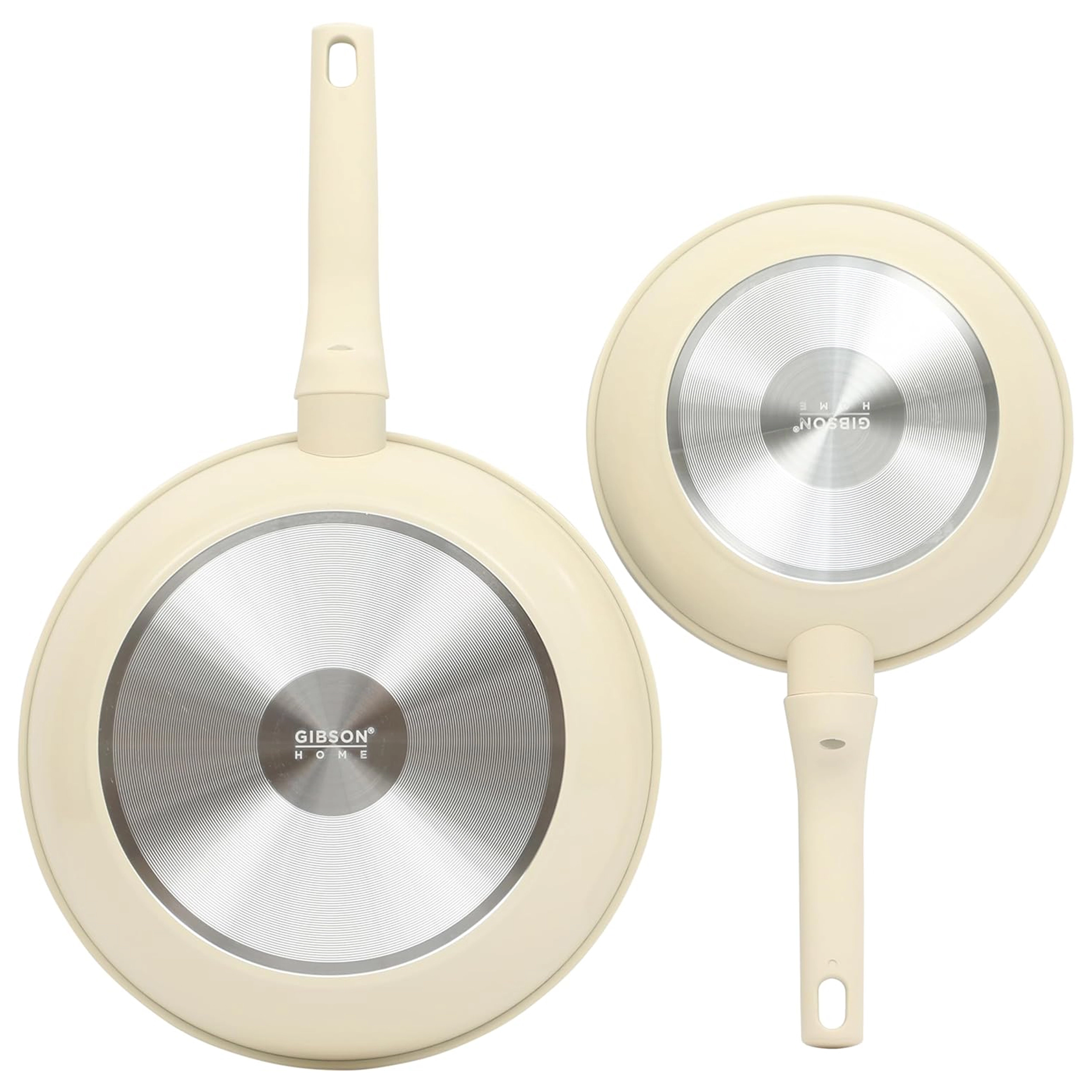 Gibson Home Barnsdall 2 Piece 8 Inch and 10 Inch Nonstick Aluminum Frying Pan Set in Linen