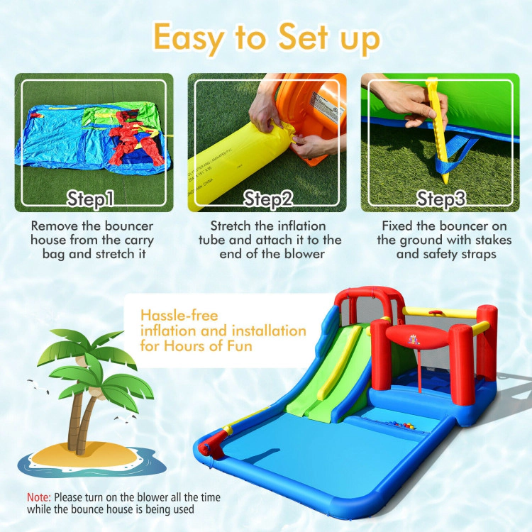 Hivvago Inflatable Water Slide with Ocean Balls for Kids without Blower