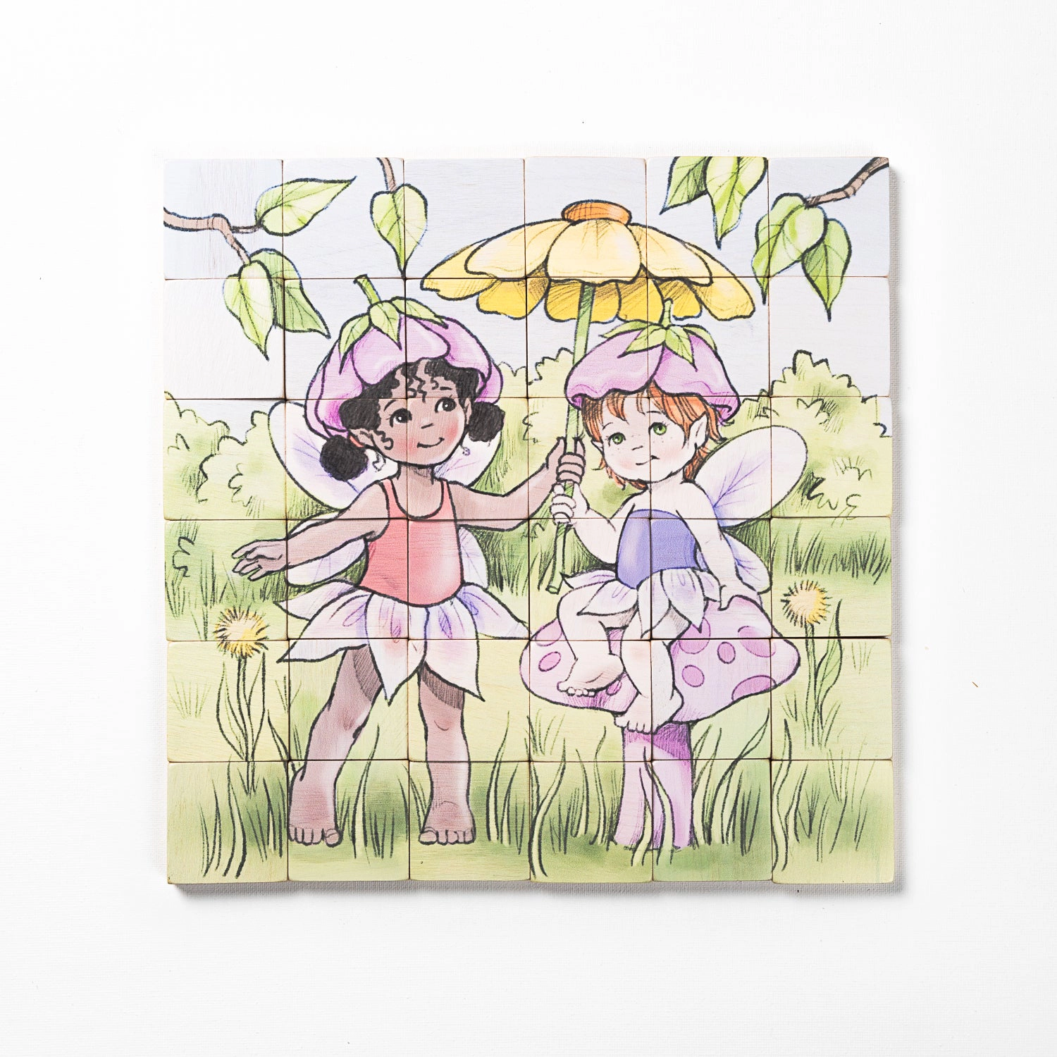 Magnetic Wooden Puzzle with Organic Cotton Bag - Playful Fairies - 36-Piece Maple Set - Made in Canada