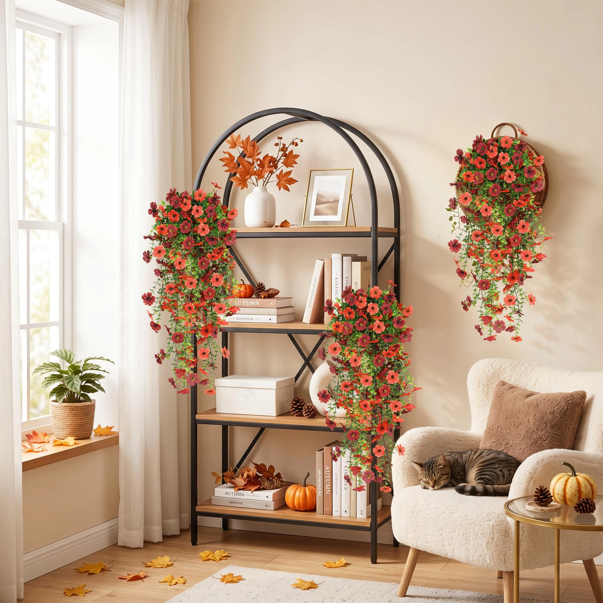 PUPWE Artificial Hanging Flowers For Outdoors Spring Summer Decor