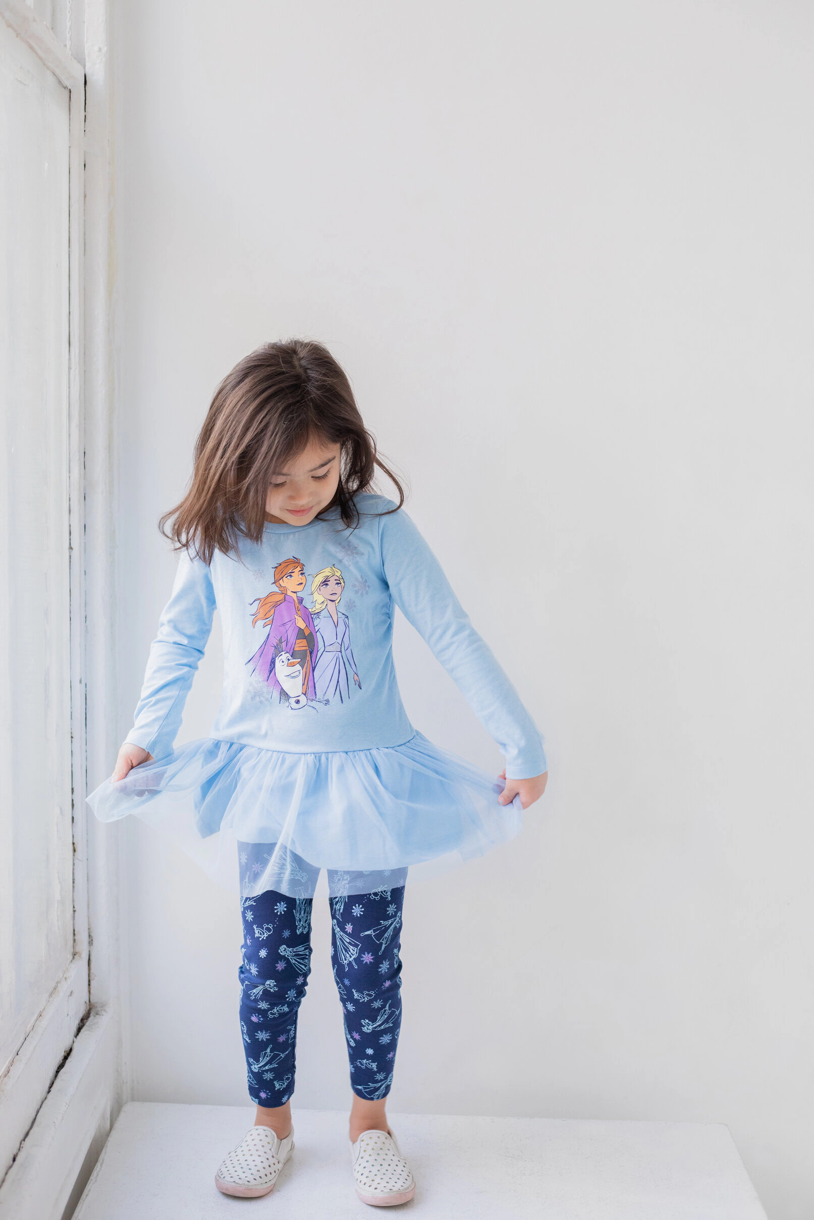 Disney Frozen Girls' Tulle Peplum Top and Leggings Set