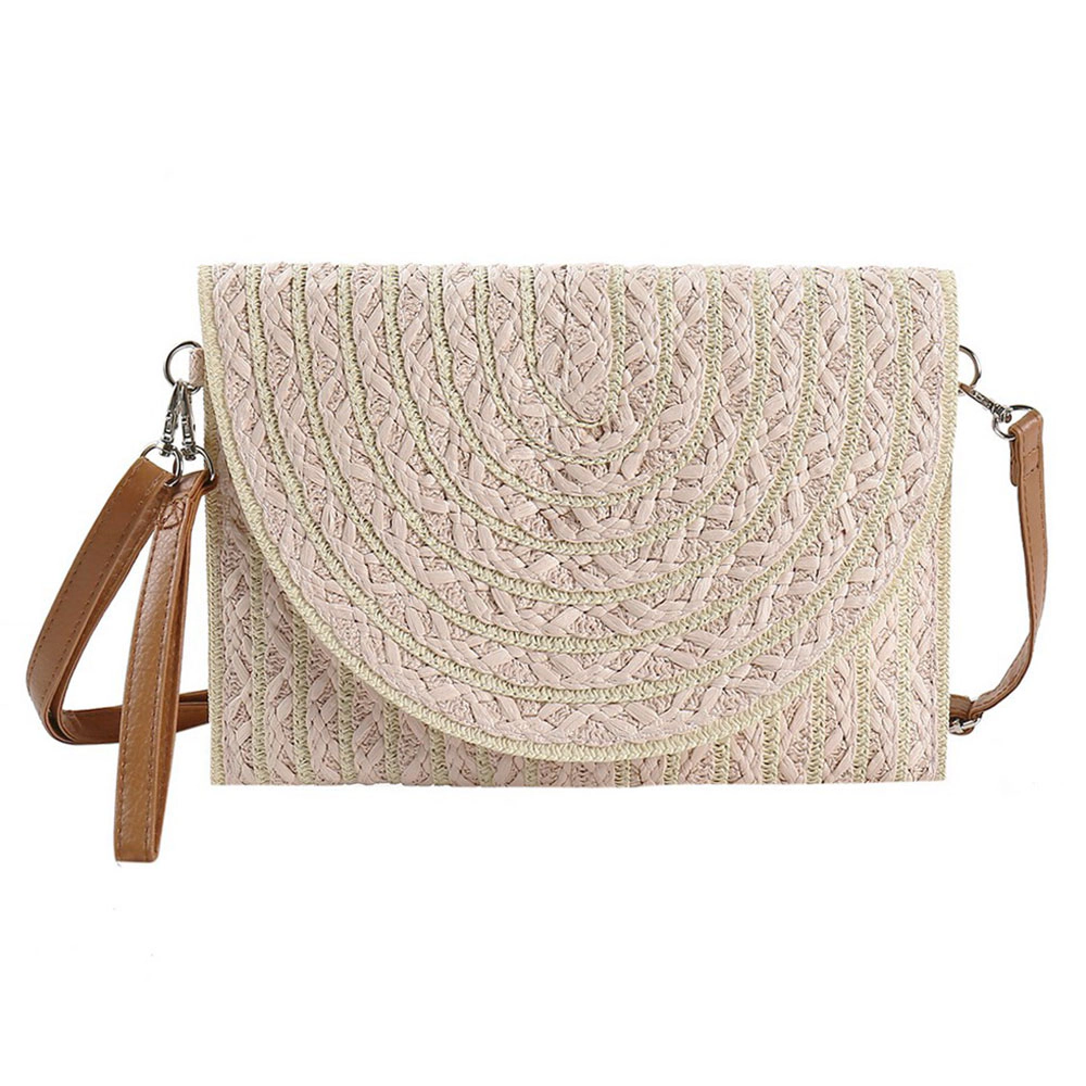 Fashnzfab Color Striped Two Tone Straw Clutch / Crossbody Bag