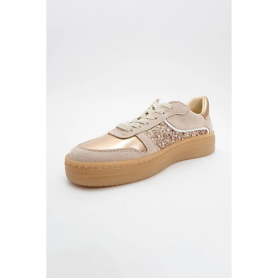 Forever & Always Womens Felipe Glitter Leather Sneakers