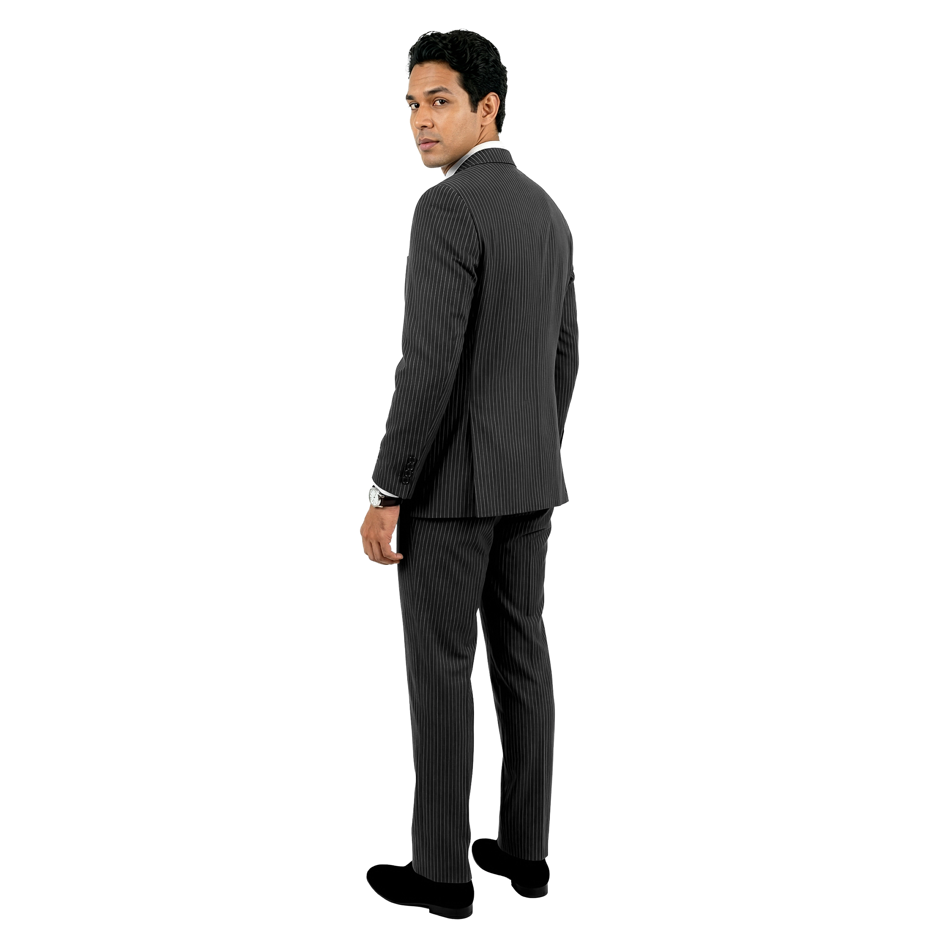 Tazzio Mens Modern Fit 3 Piece Pinstripe Suit Set