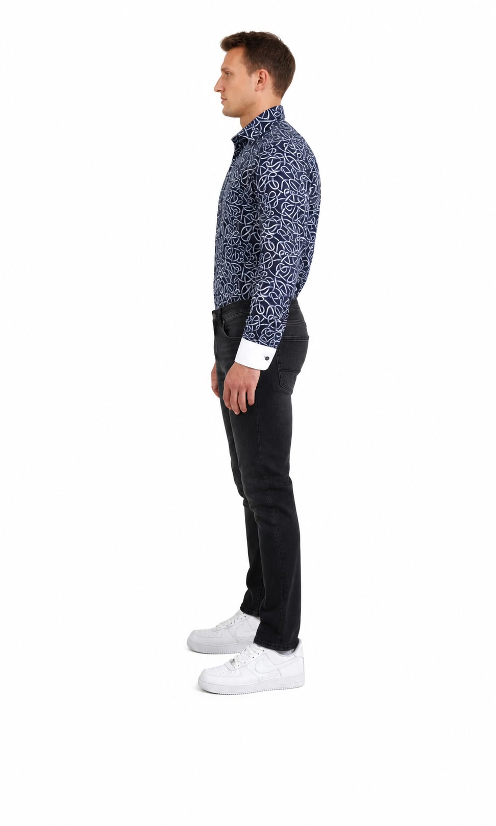 Elie Balleh Slim Fit Mens Swirl Print Shirt