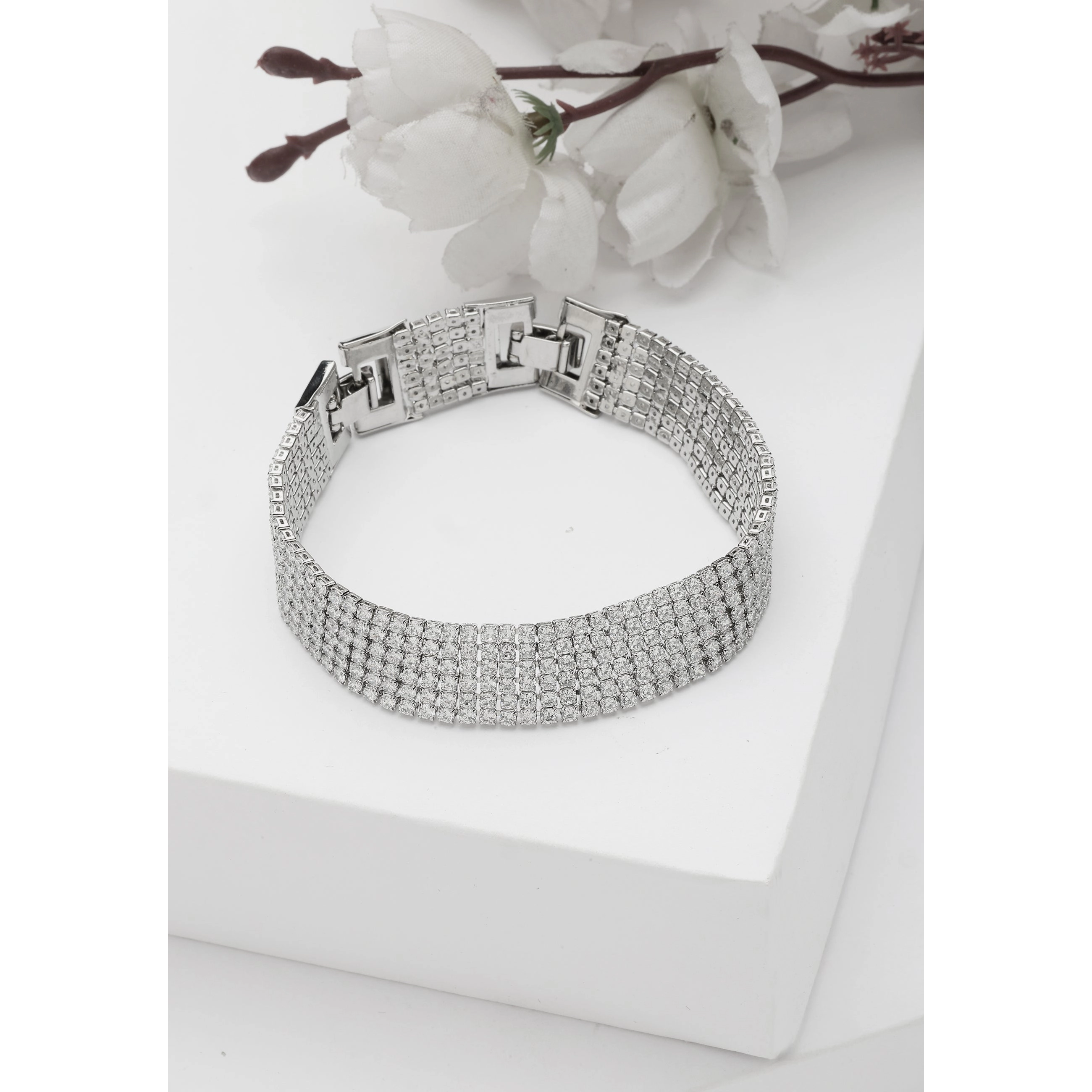 AGP PARIS Womens Diva Floral Cuff Bracelet
