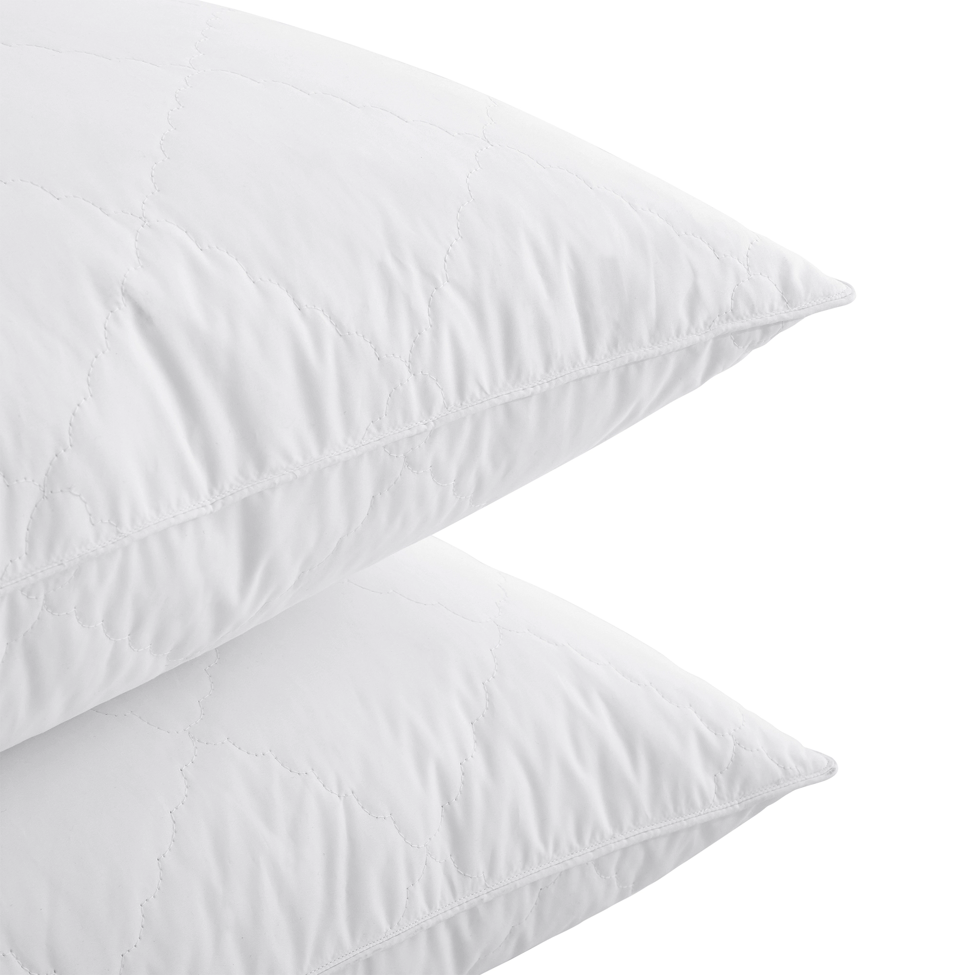 Unikome Biscuit Quilted Feather Bed Pillow Set of 2 Medium Firm