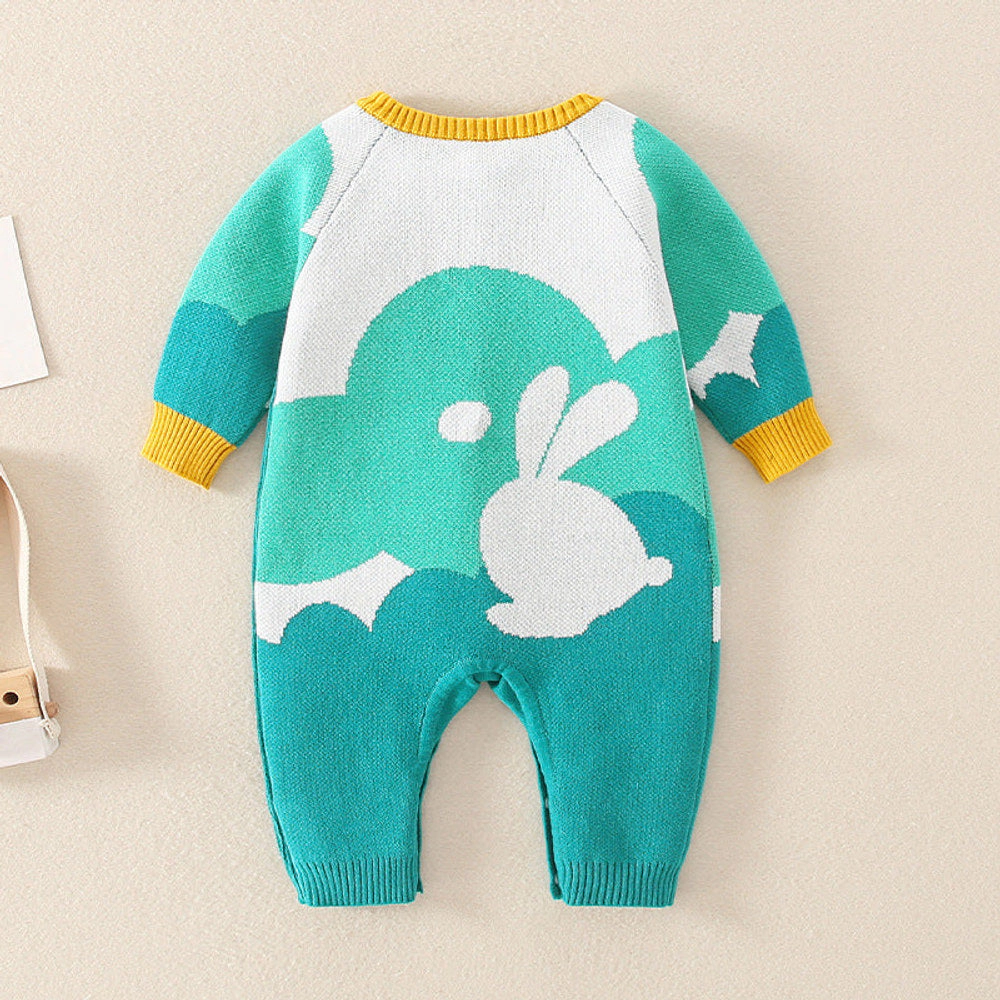 MyKids-USA Autumn Rabbit Handknit Cotton Blend Baby Romper