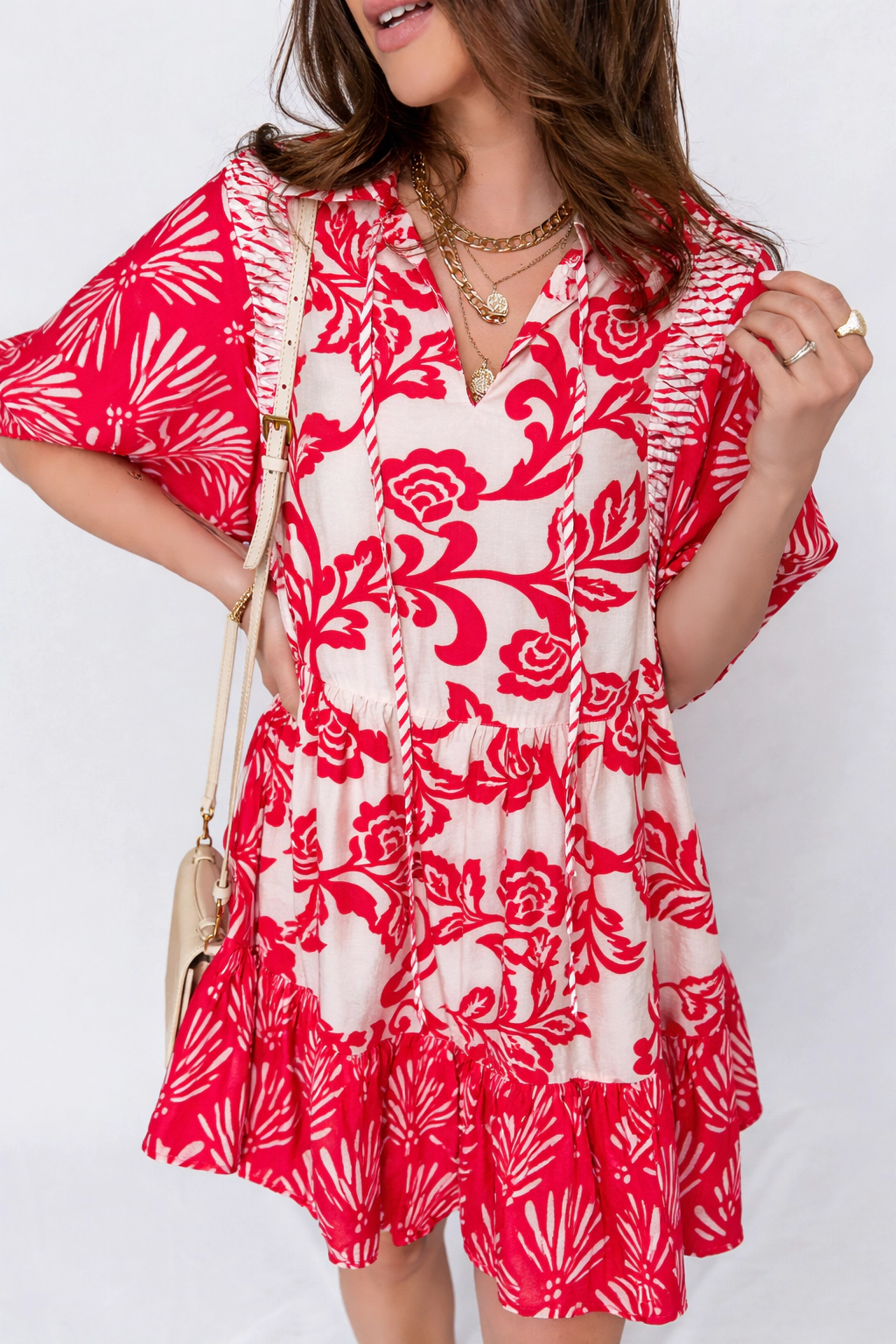 Threaded Pear Women's Ariel Loose Flower Mini Dress