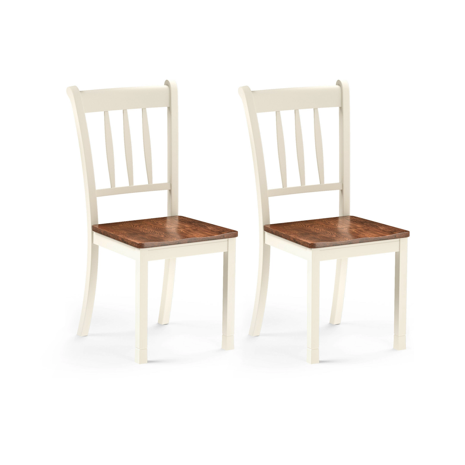 SUGIFT Spindle Back Rubber Wood Dining Chair Set 220-lb Capacity 18-in Seat Height Black/White