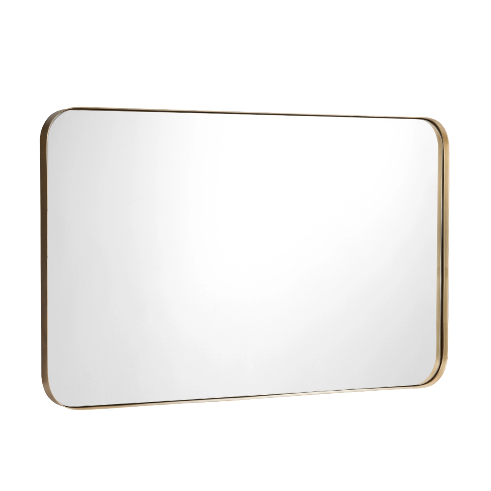 SUGIFT 32 x 20 Inch Metal Frame Wall Mirror Golden Rectangle Wall-Mounted Mirror