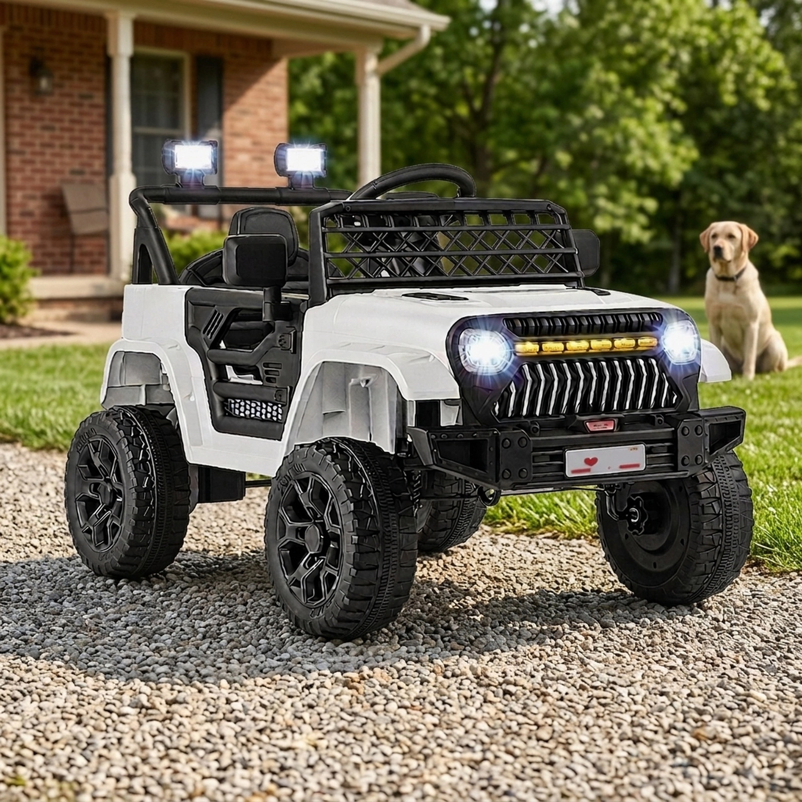 12V Kids Ride On Truck with Parent Remote Two-Level Child Speed and USB Music Player for Ages 3+ LED Lights Electric Car