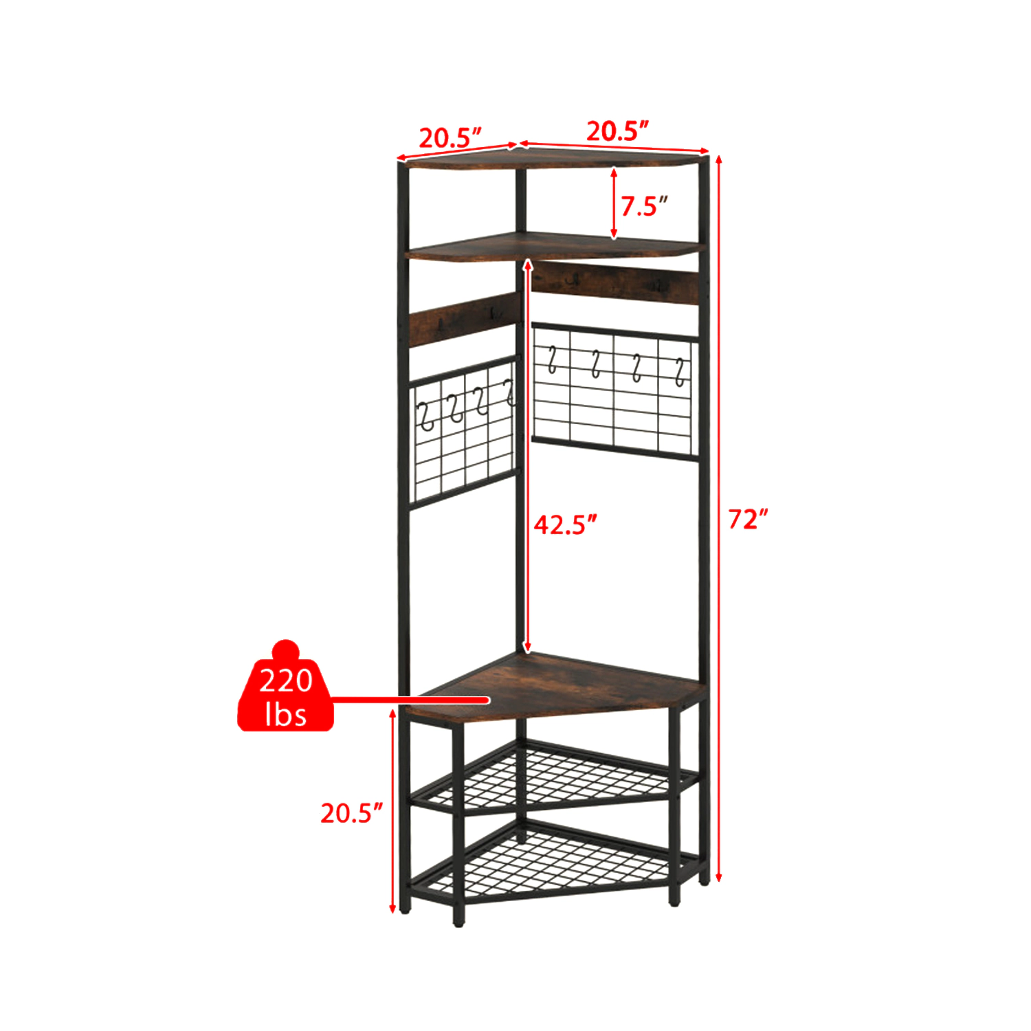 Hivvago Multi-Tier Corner Coat Rack with Built-In Shoe Storage