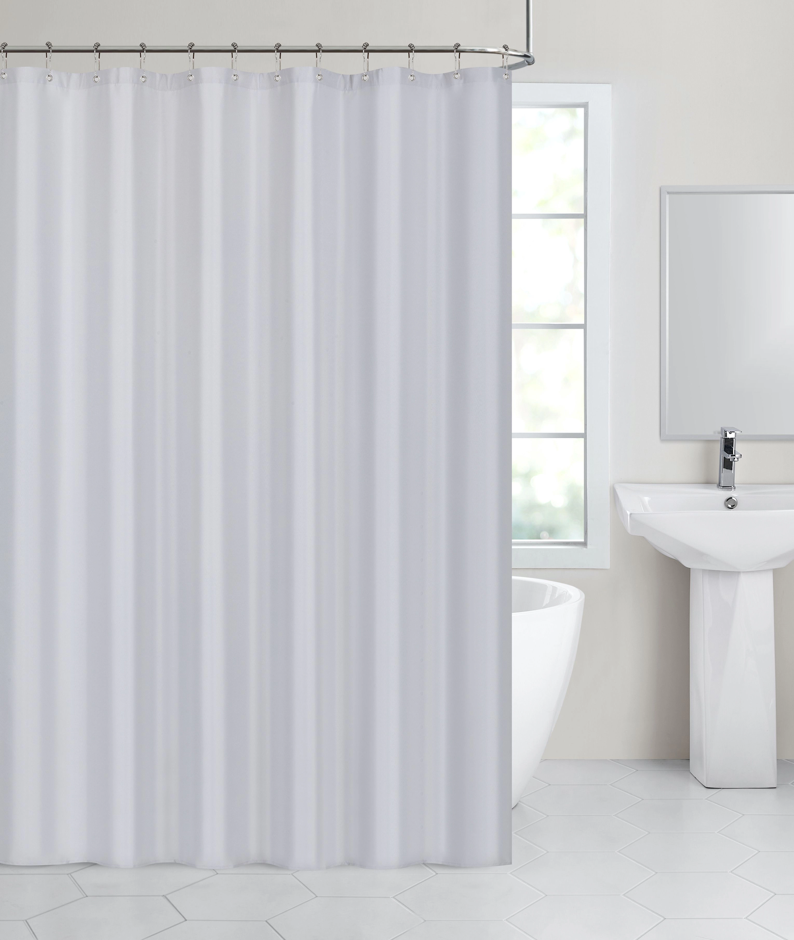 Kate Aurora Hotel Collection Mold & Mildew Resistant Water Resistant Light Gray Fabric Shower Curtain