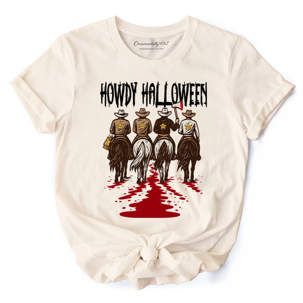 OrnamentallyYou Mens Howdy Halloween Cowboy Sheriff Western Spooky T-Shirt