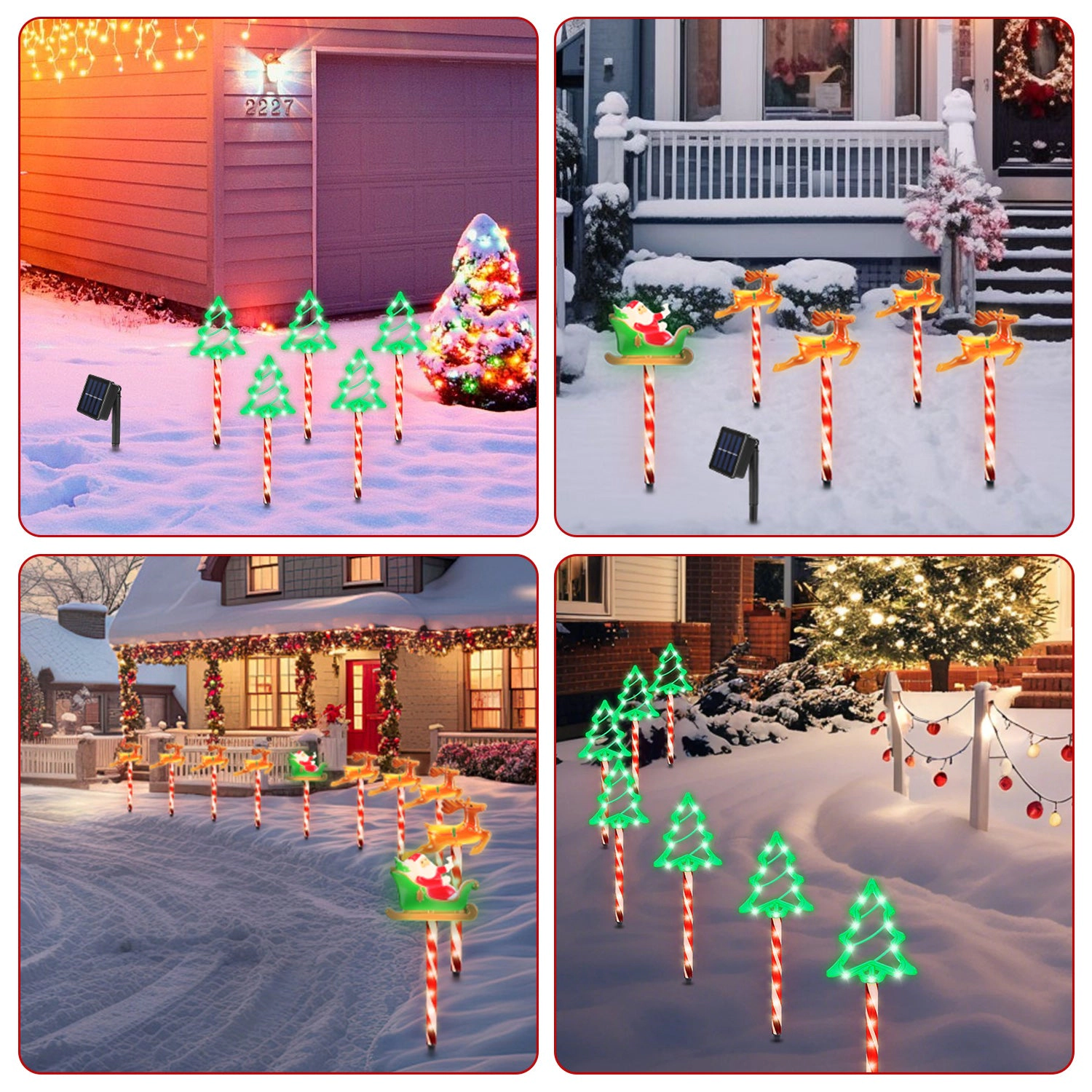 GBruno Solar-Powered Christmas Pathway Stake Lights