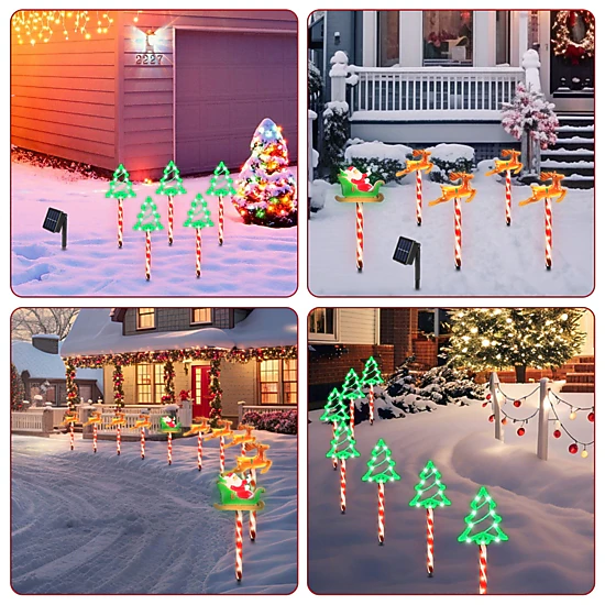 GBruno Solar-Powered Christmas Pathway Stake Lights