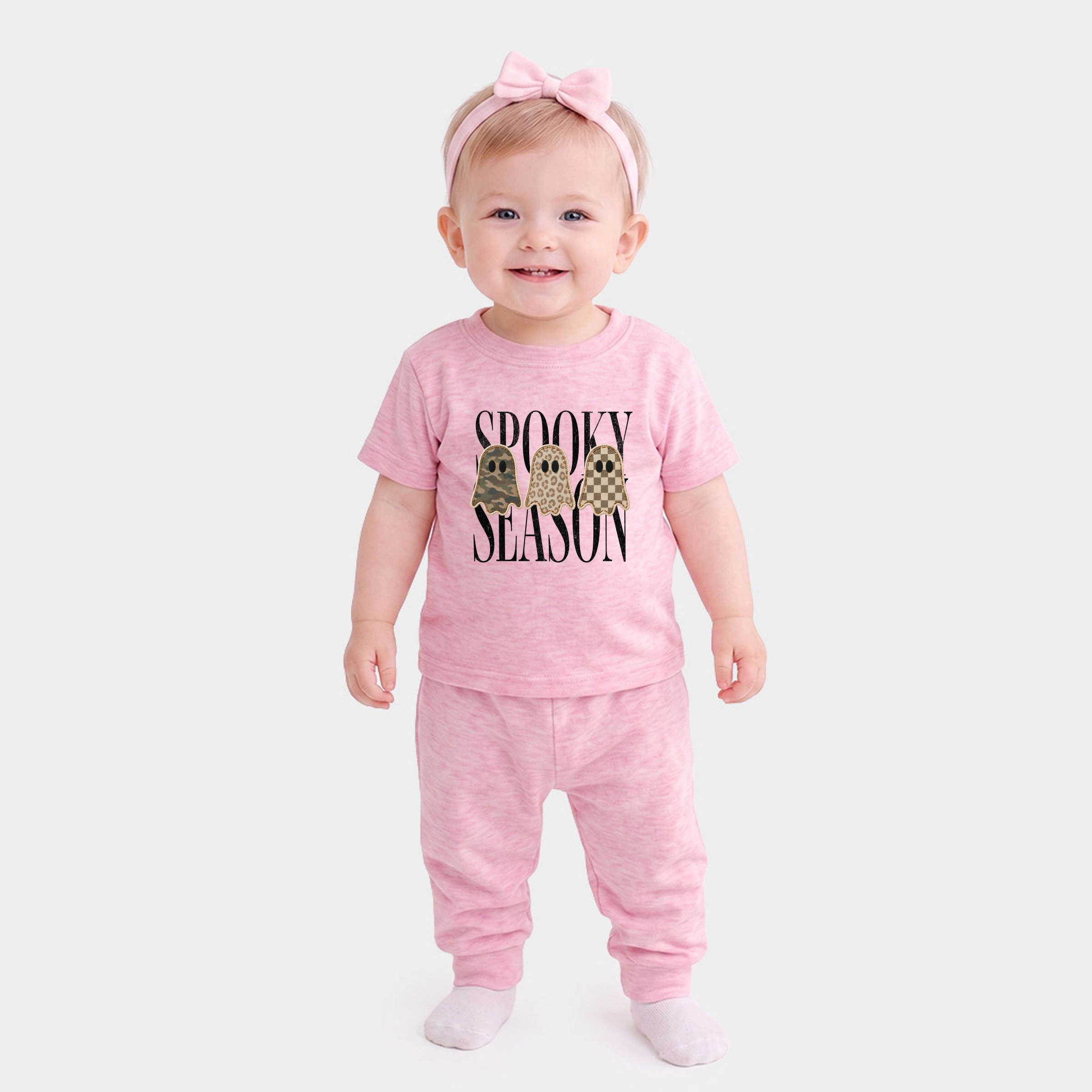 The Juniper Shop - Infant Jogger Pant Crew Set Spooky Season Patterned Ghosts PRINT