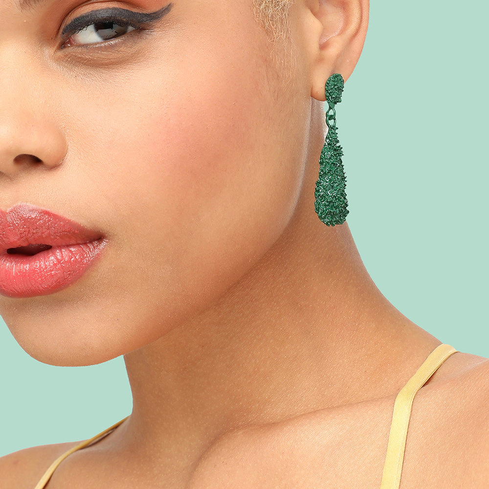 SOHI Women's Green Drop Earrings