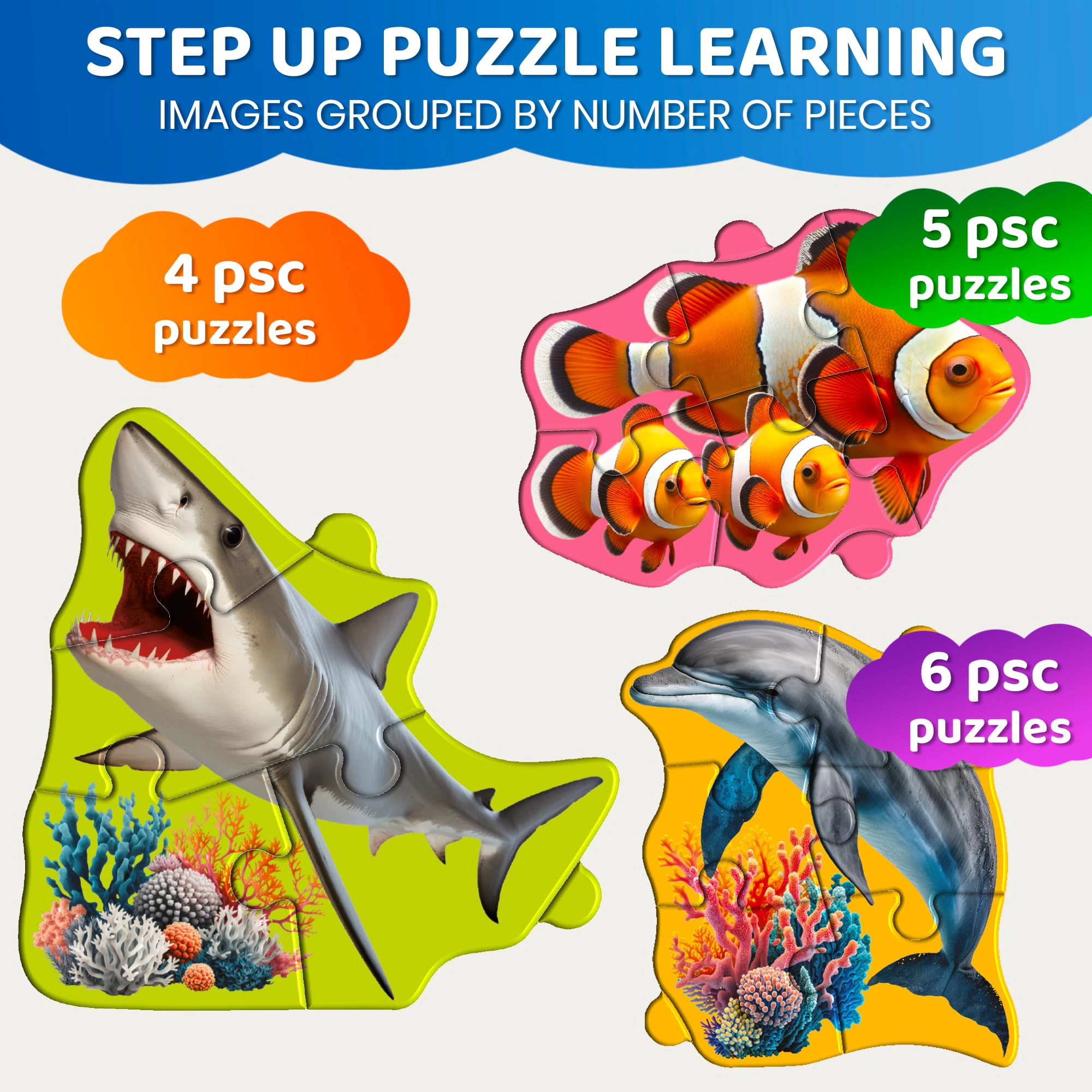 QUOKKA Magnetic Puzzle Book Set for Kids Ages 3+, Ocean, Safari and Wild Animal Themes