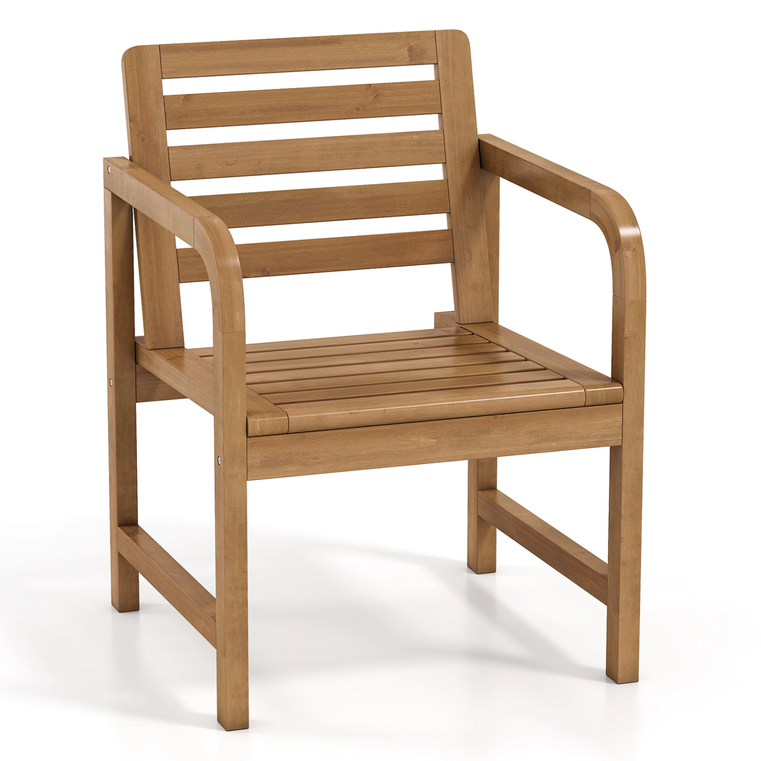 LJG Natural Wood Patio Armchair with Slanted Back and Slatted Seat