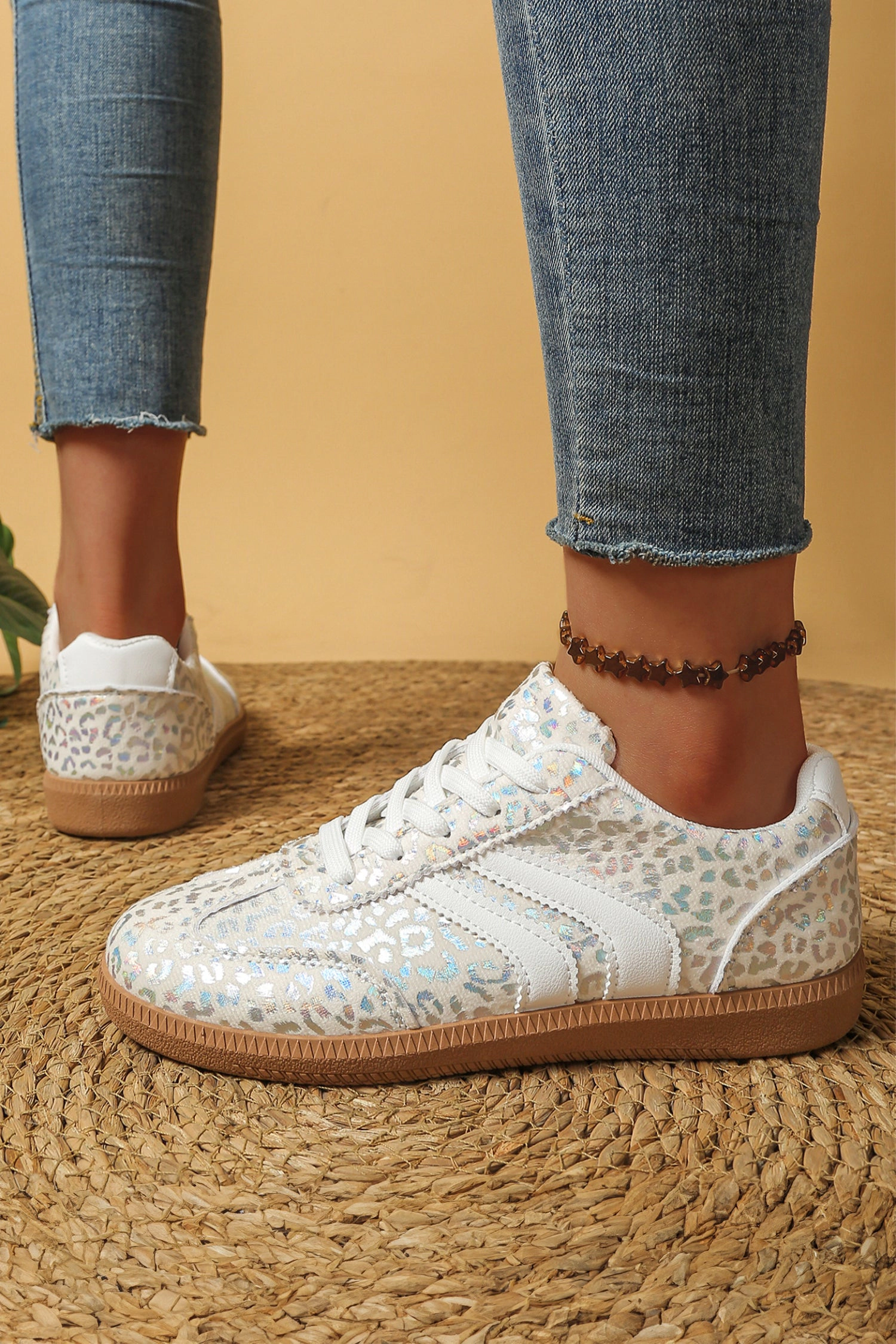 Threaded Pear Logan Printed Lace Up Sneakers