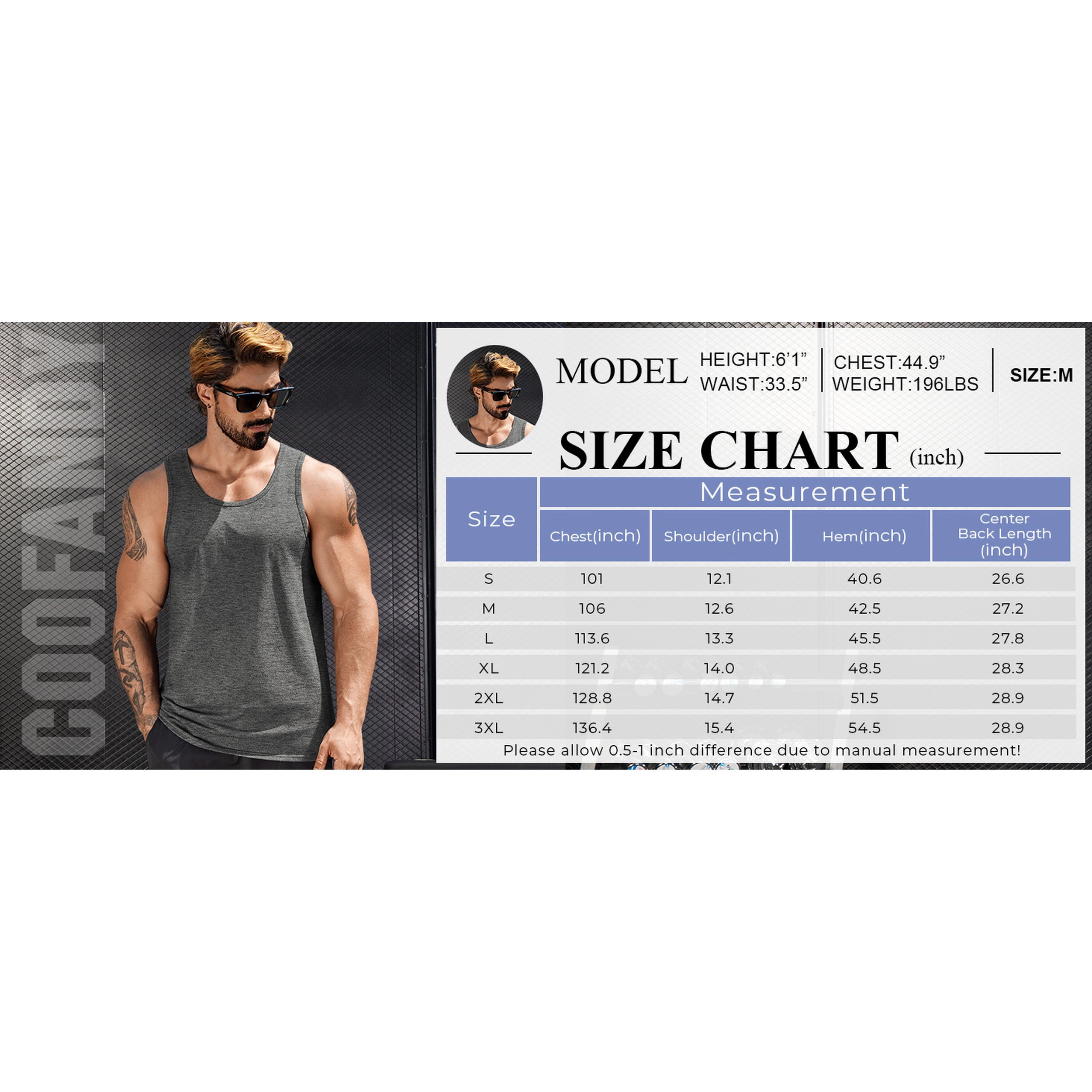 COOFANDY Men's Regular Fit Scoop Neck Sleeveless Gym Training Tank Top