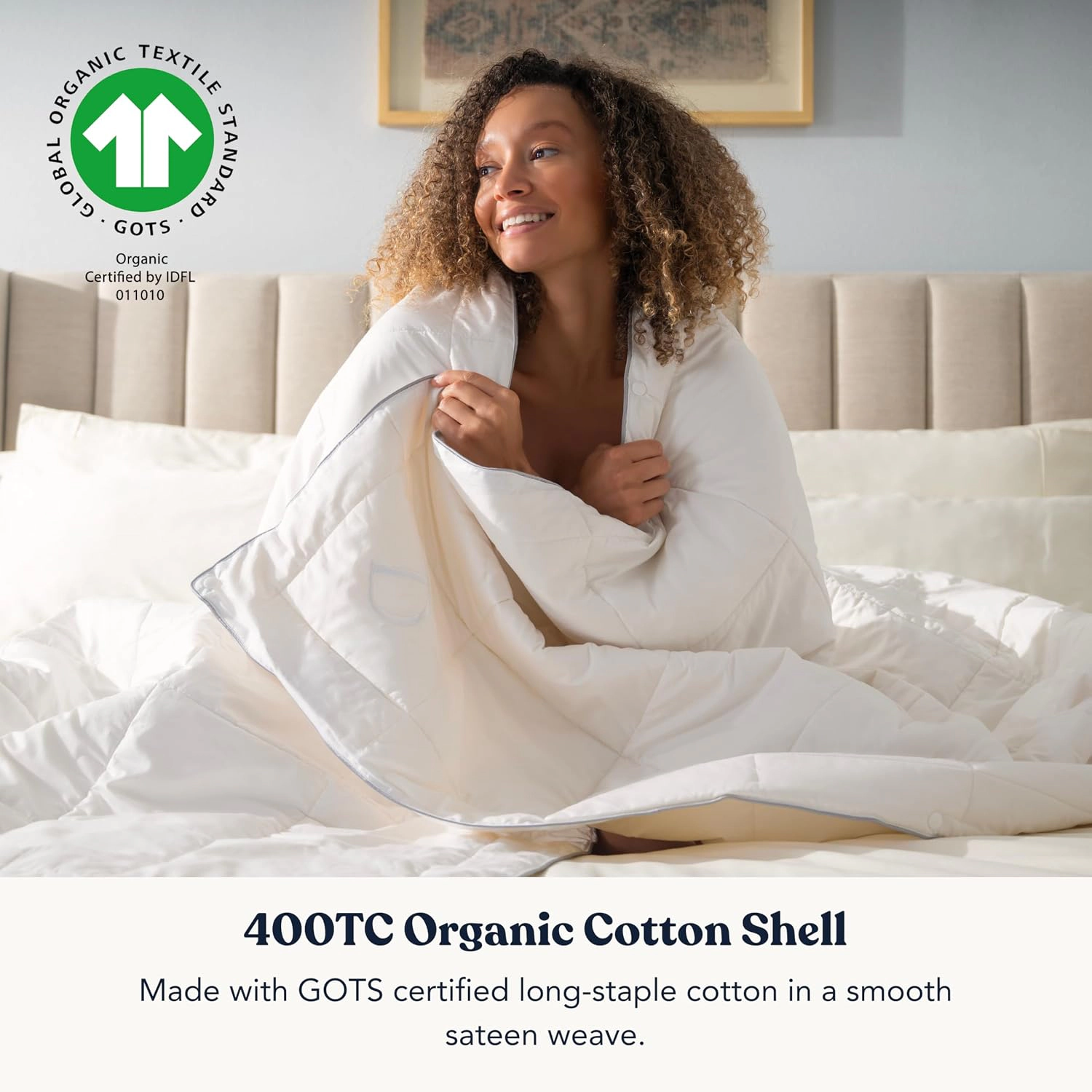 Delara Organic Merino Wool All-Season Comforter 500 GSM 400TC Cotton Shell OEKO-TEX & Woolmark Certified