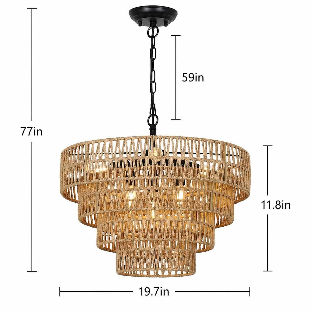 ELEMENT ACE Woven Rattan Metal Flush Mount Ceiling Light
