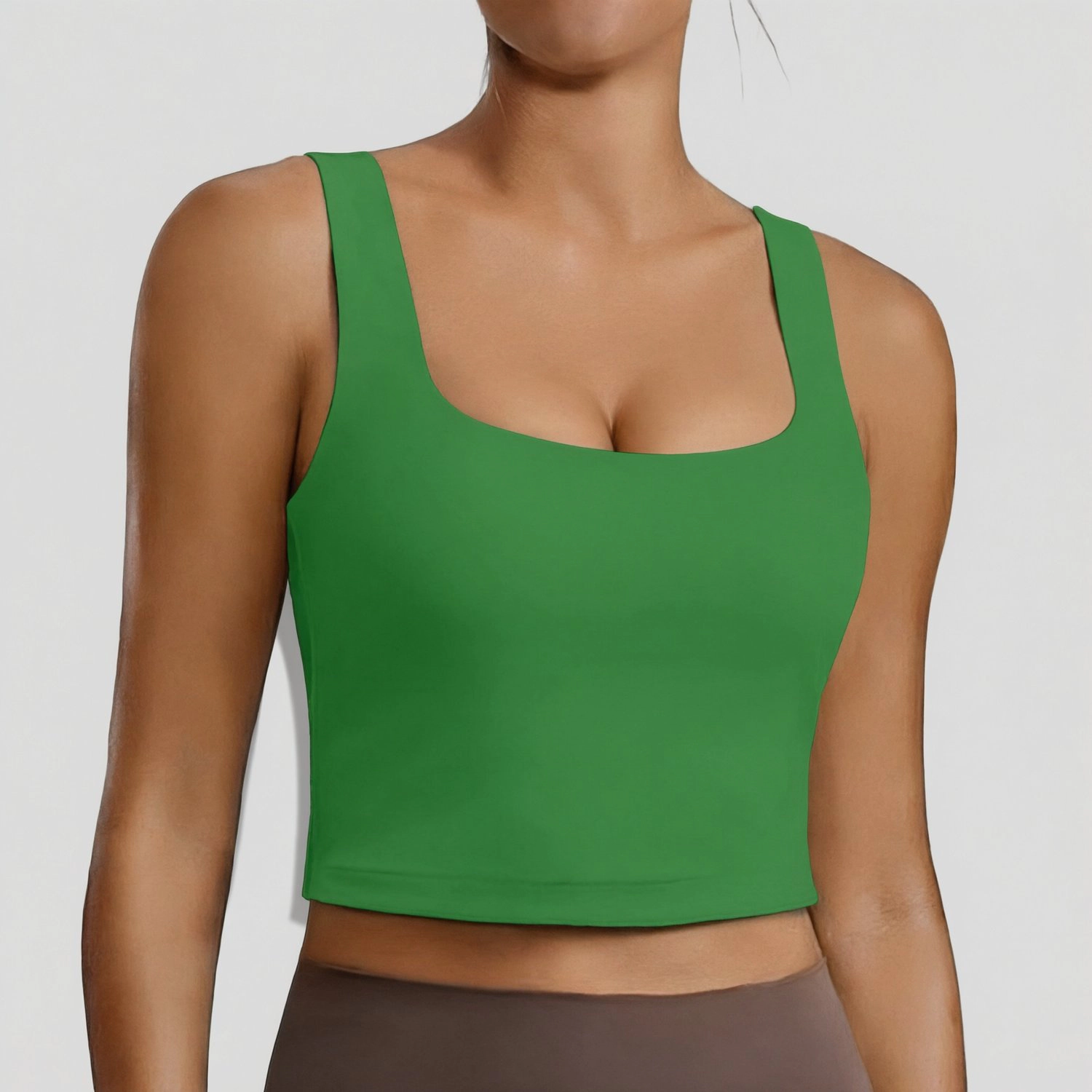 Pinspark Womens Square Neck Crop Top Wide Strap Sleeveless Solid Casual Summer Tank