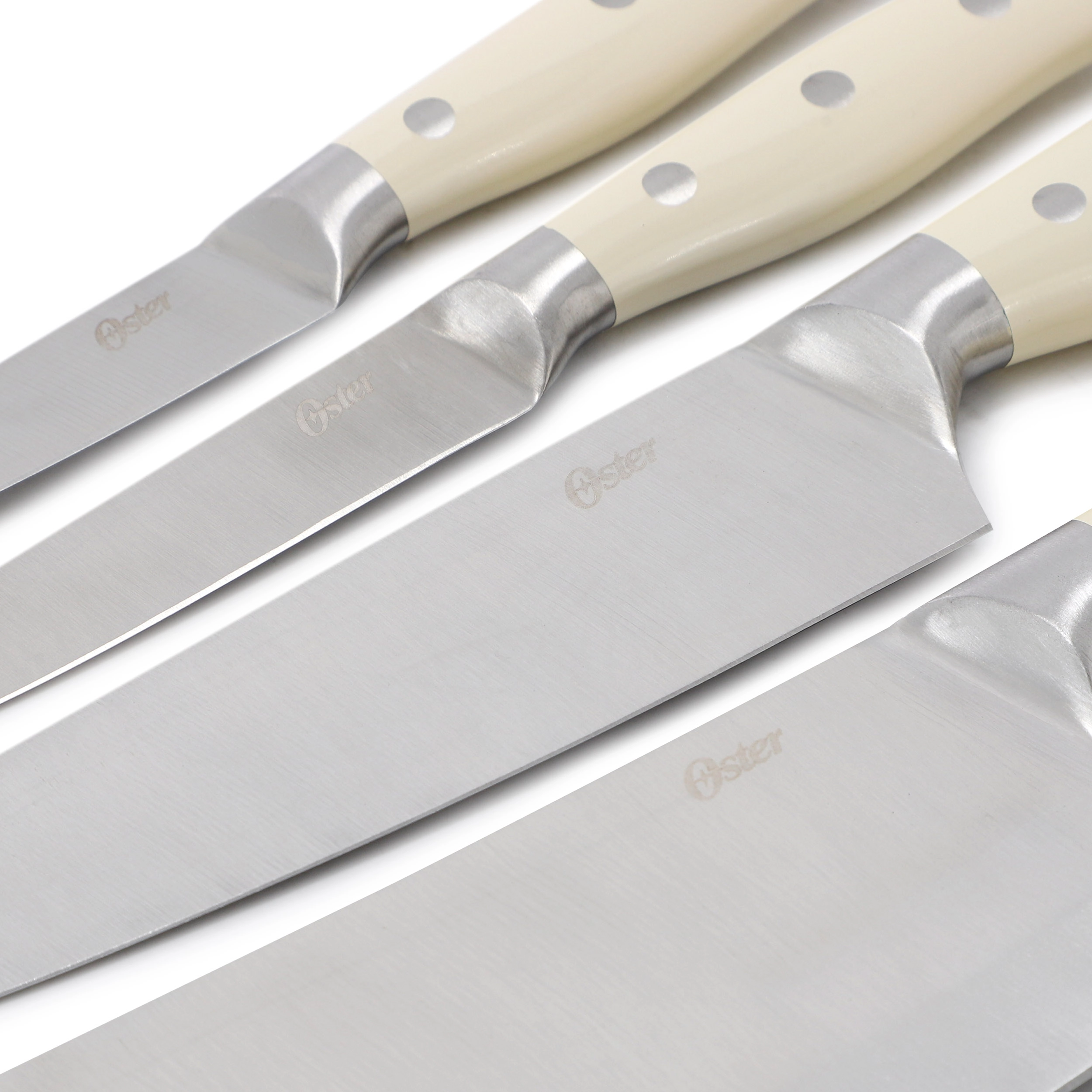 Oster Deaton 6 Piece Cutlery Set and Storage Block in Off-White