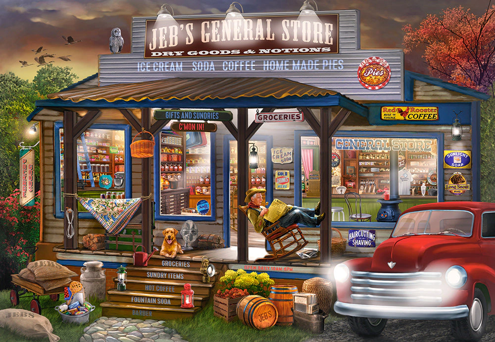 CASTORLAND 1000 Piece Jigsaw Puzzles, Jeb's General Store, Porch scene puzzle, painting puzzles, C-104505-2
