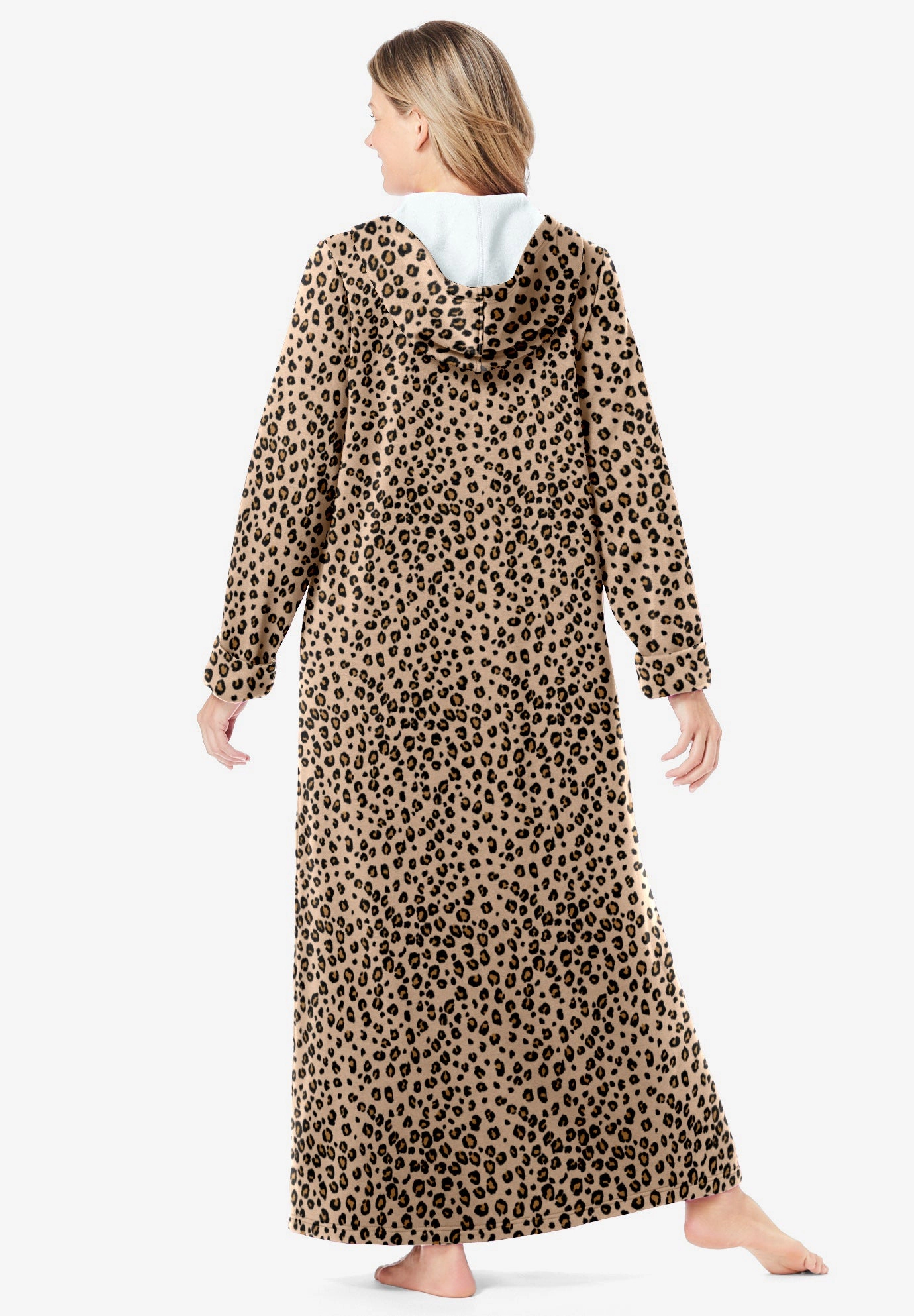 Dreams & Co. Plus Long Hooded Fleece Sweatshirt Robe