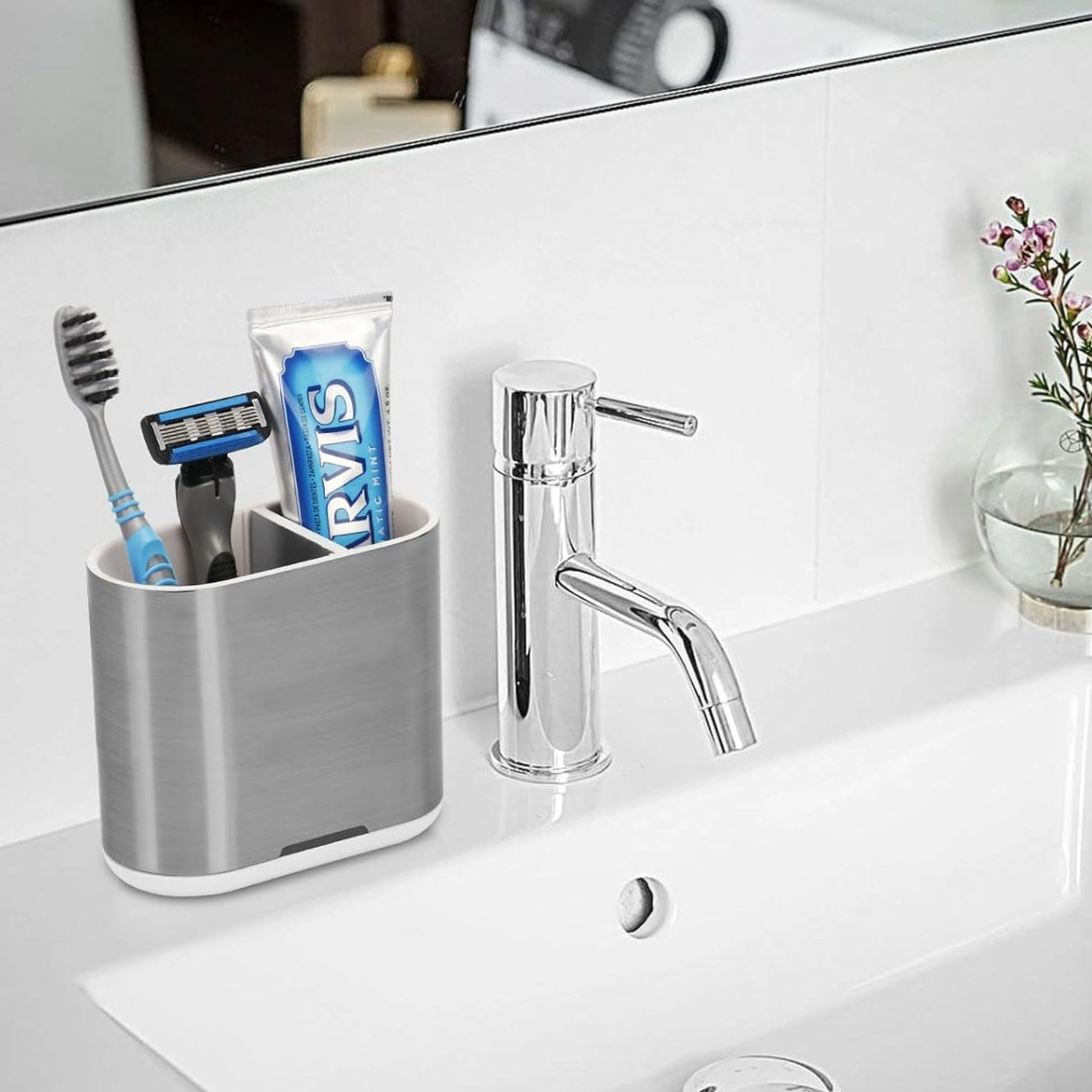 Stock Preferred 2 Slot Plastic Toothbrush and Toothpaste Holder with Drainage