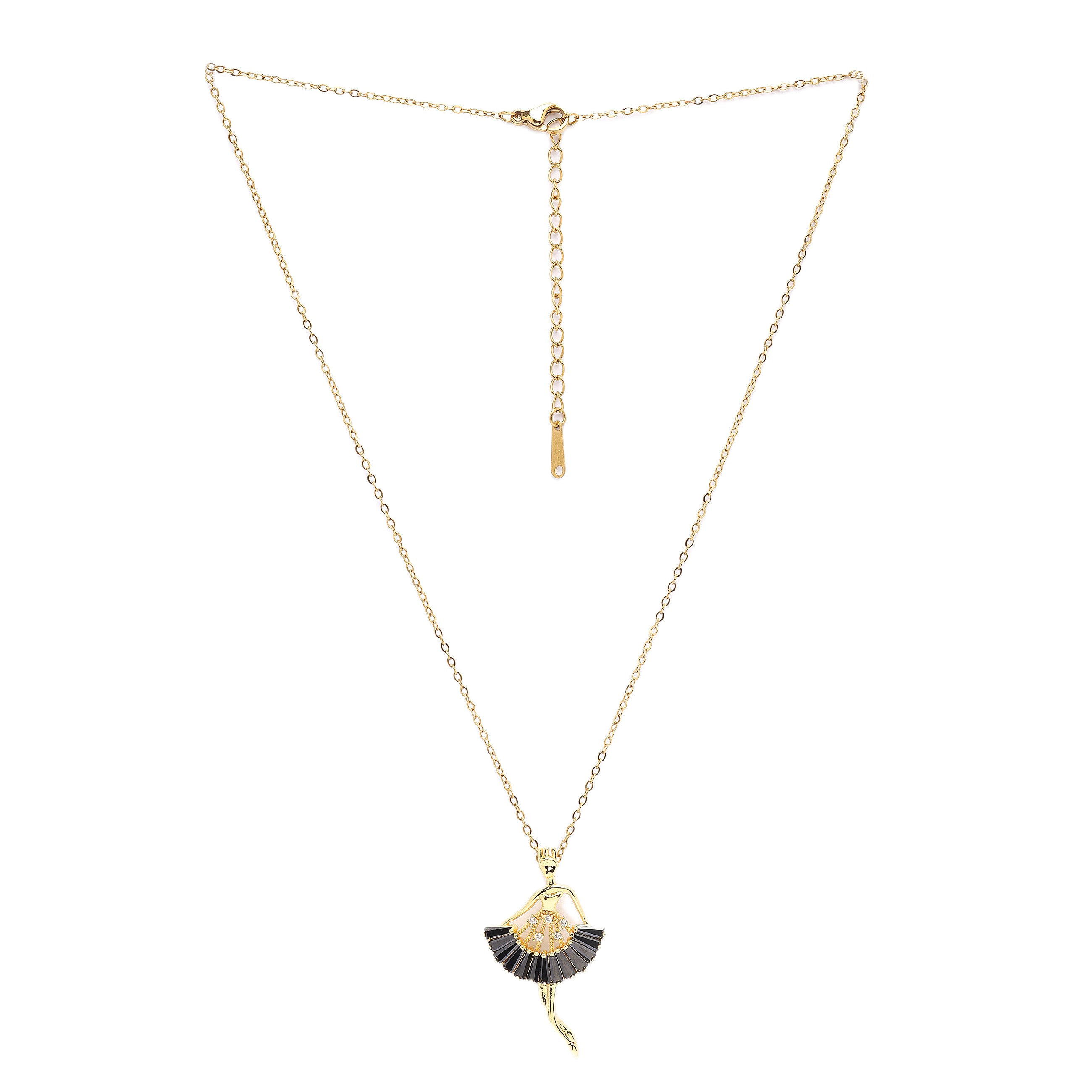 AGP PARIS Womens Golden Ballerina Grace Pendant Necklace