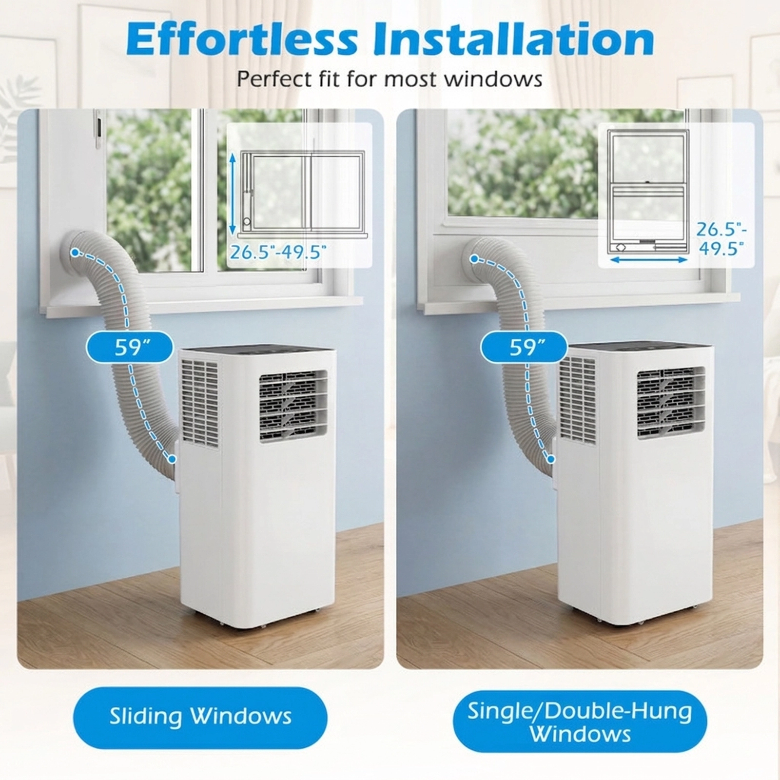 SUGIFT White 14000-BTU 3-in-1 Smart Portable Air Conditioner with Wi-Fi and Window Kit 14-in W 12-in D 29.5-in H