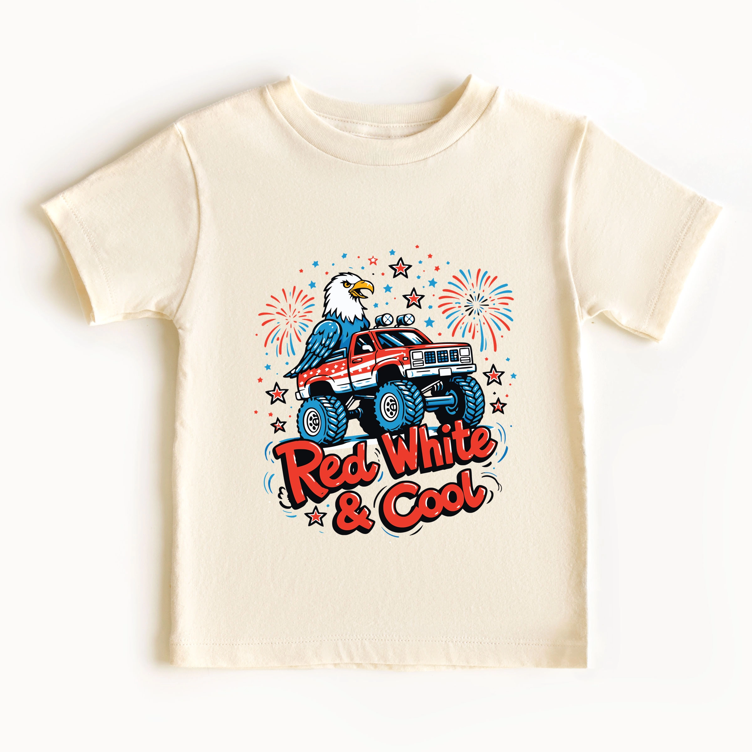 The Juniper Shop - Red, White & Cool Truck Eagle Toddler Short Sleeve Graphic T-Shirt