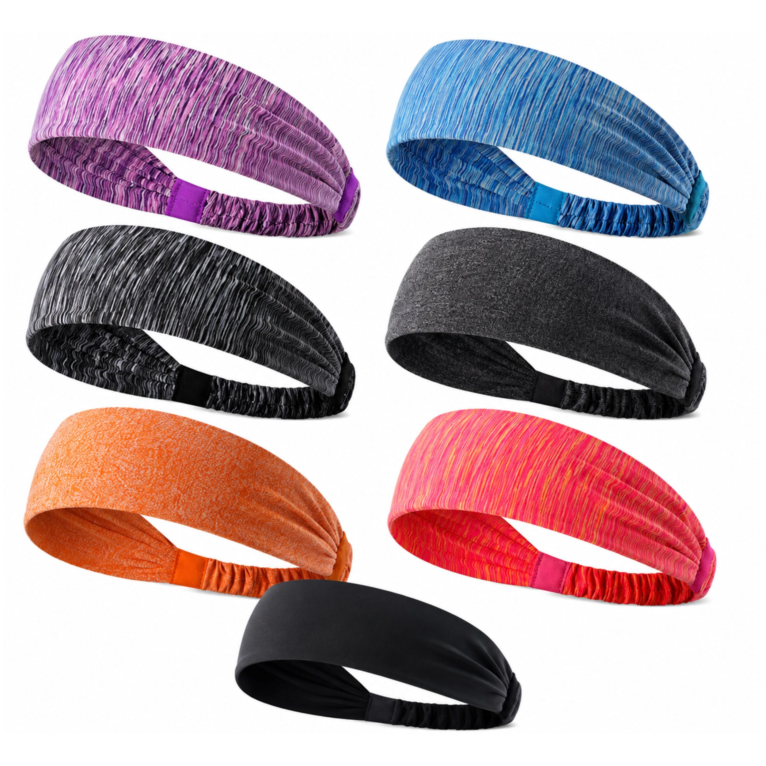 Home Collection Unisex Pack of 2 Stretch Sports Sweatband Headbands