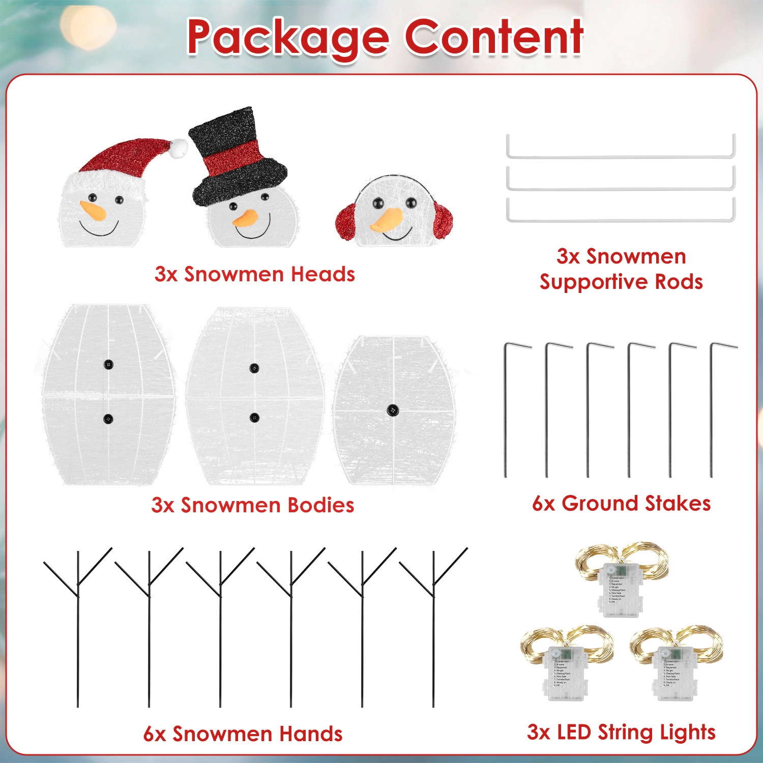 GBruno LED Lighted 3-Piece Snowman Family Yard Decor