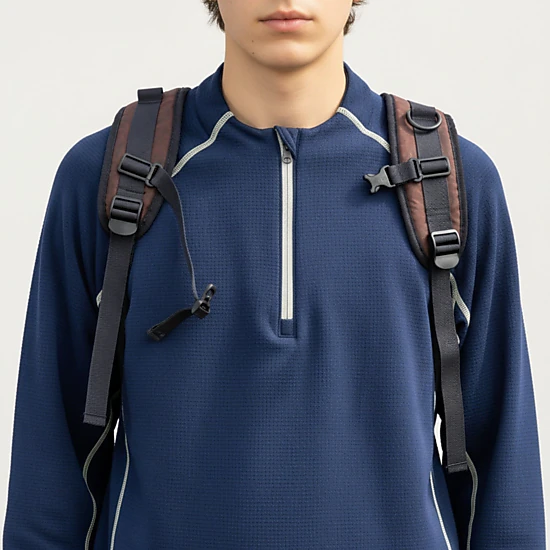 Anna-Kaci Men's Long Sleeve Half-Zip Pullover Top with Textured Knit Fabric and Contrast Seam Detailing