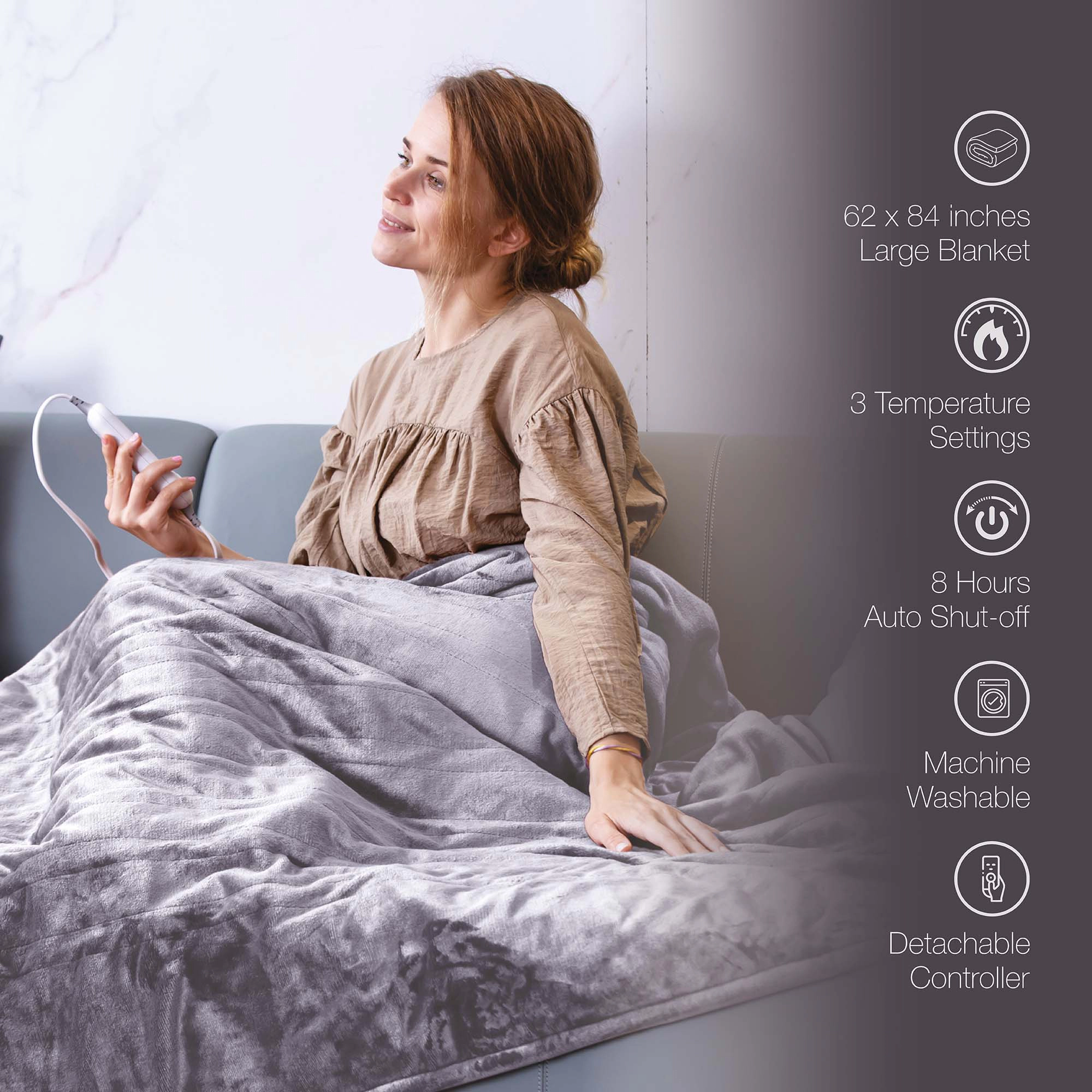 Pursonic Unisex Heated Blanket & Neck Shoulder Massager Relaxation Bundle