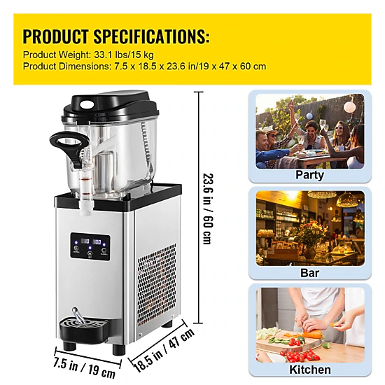 HONGGE Slushie Machine, Commercial Slushy Maker, Frozen Drink Maker with Self-Cleaning