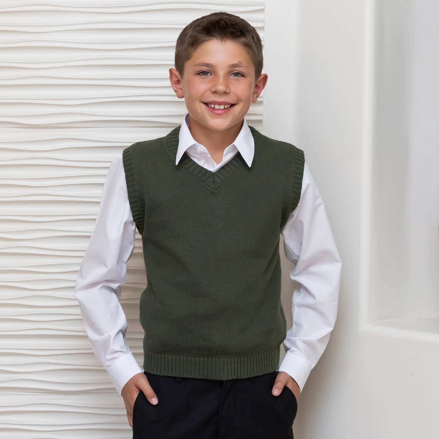 Gioberti Boy's V-Neck 100% Cotton Knitted Pullover Sweater Vest